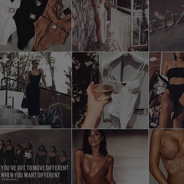 Collage of fashion outfits and accessories arranged like an Instagram grid for a how to theme blog.