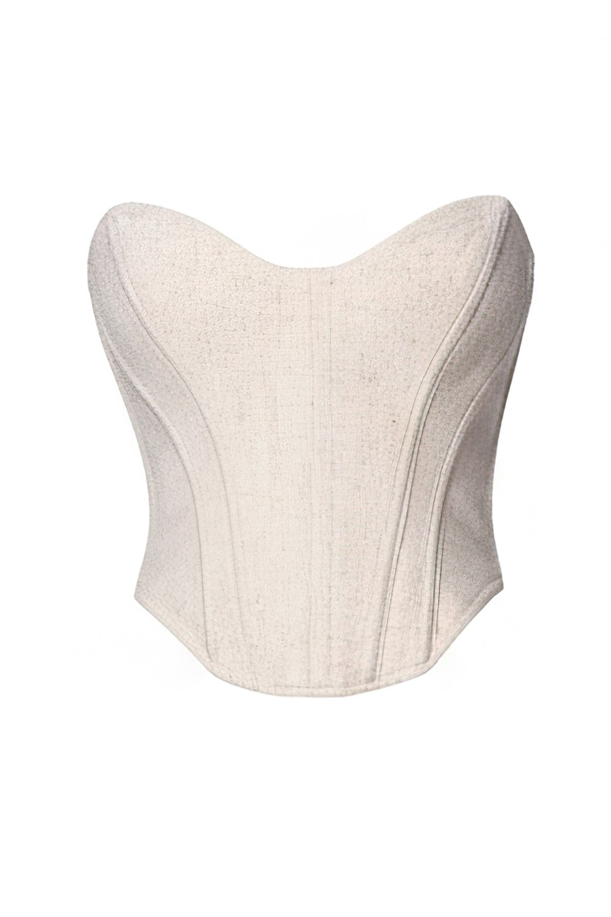 JLUXLABEL Natural Beyond The Sea linen corset top featuring a fitted design with soft fabric and intricate detailing.