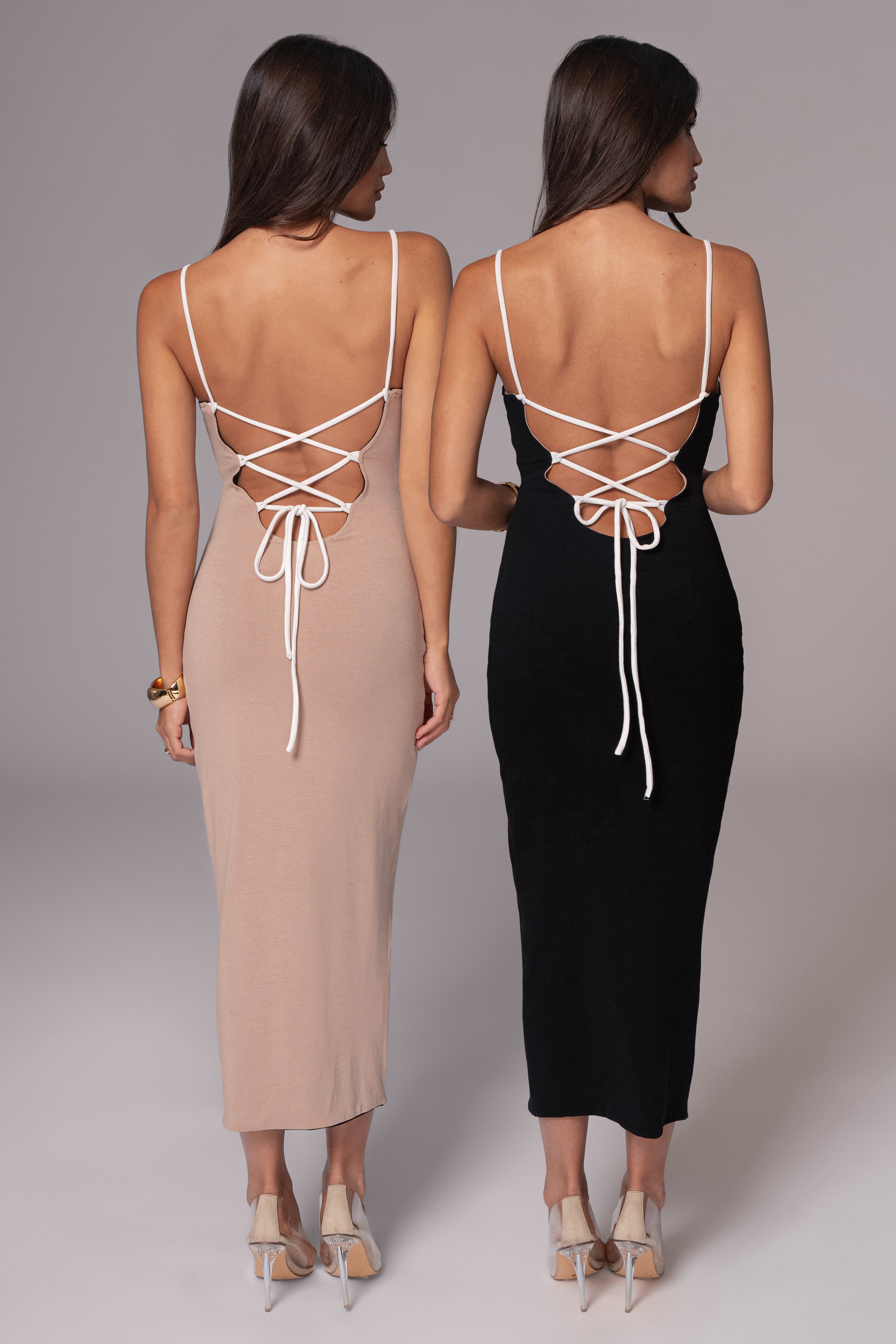 Black/Beige Katia Reversible Dress - JLUXLABEL