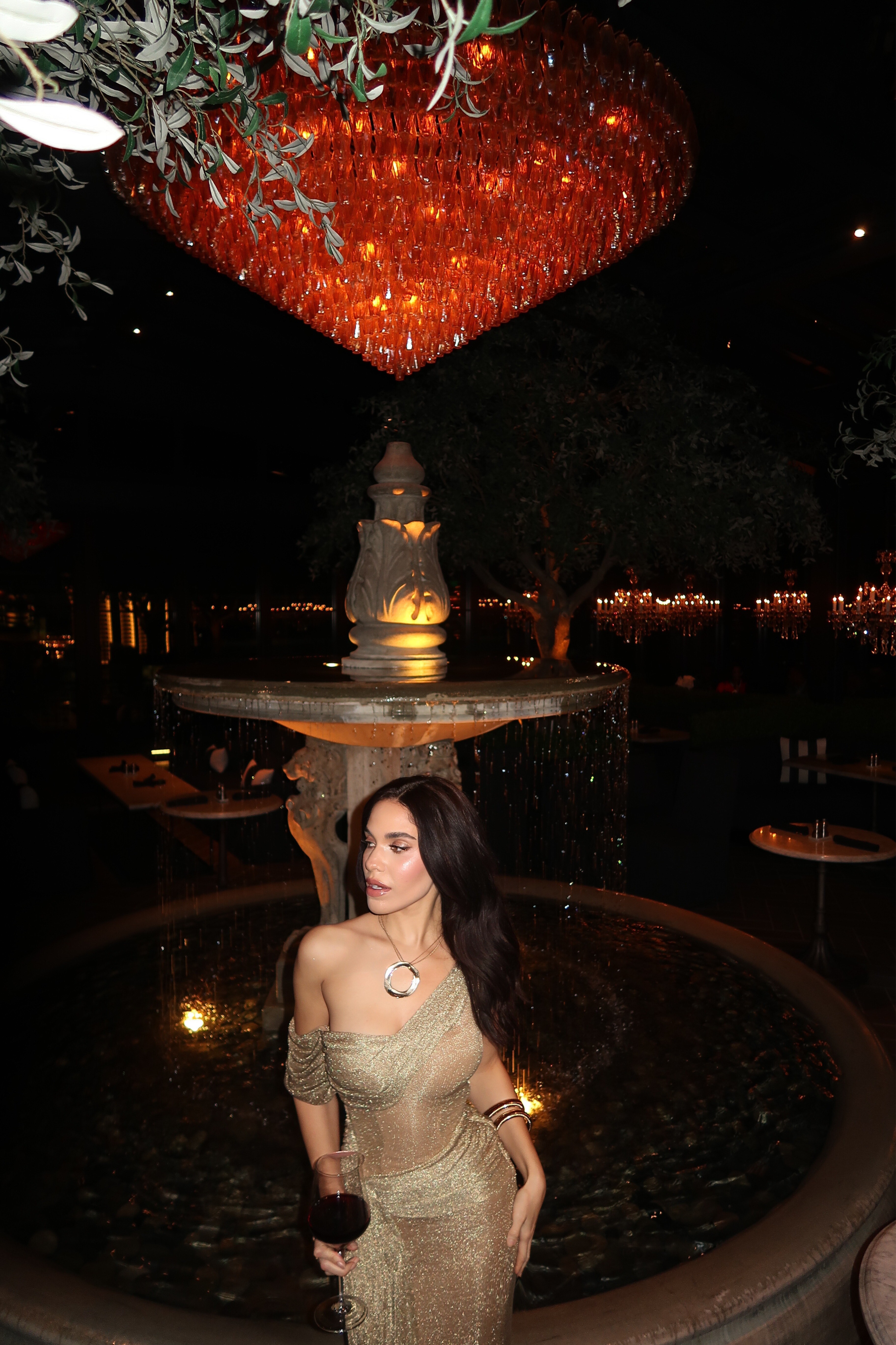 Gold Draped Metallic Maxi Dress - JLUXLABEL