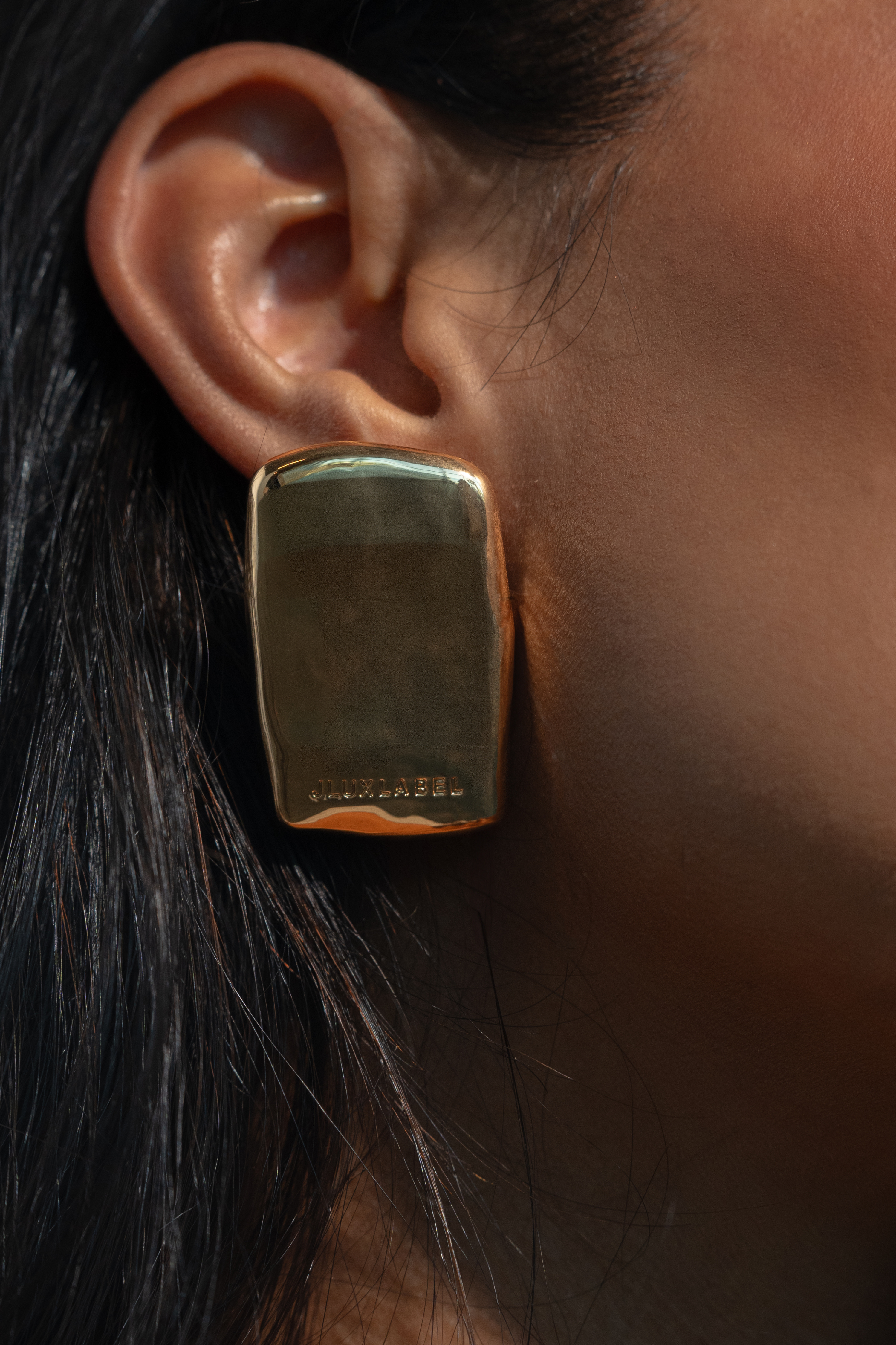 Gold JLUXLABEL Logo Earrings - JLUXLABEL
