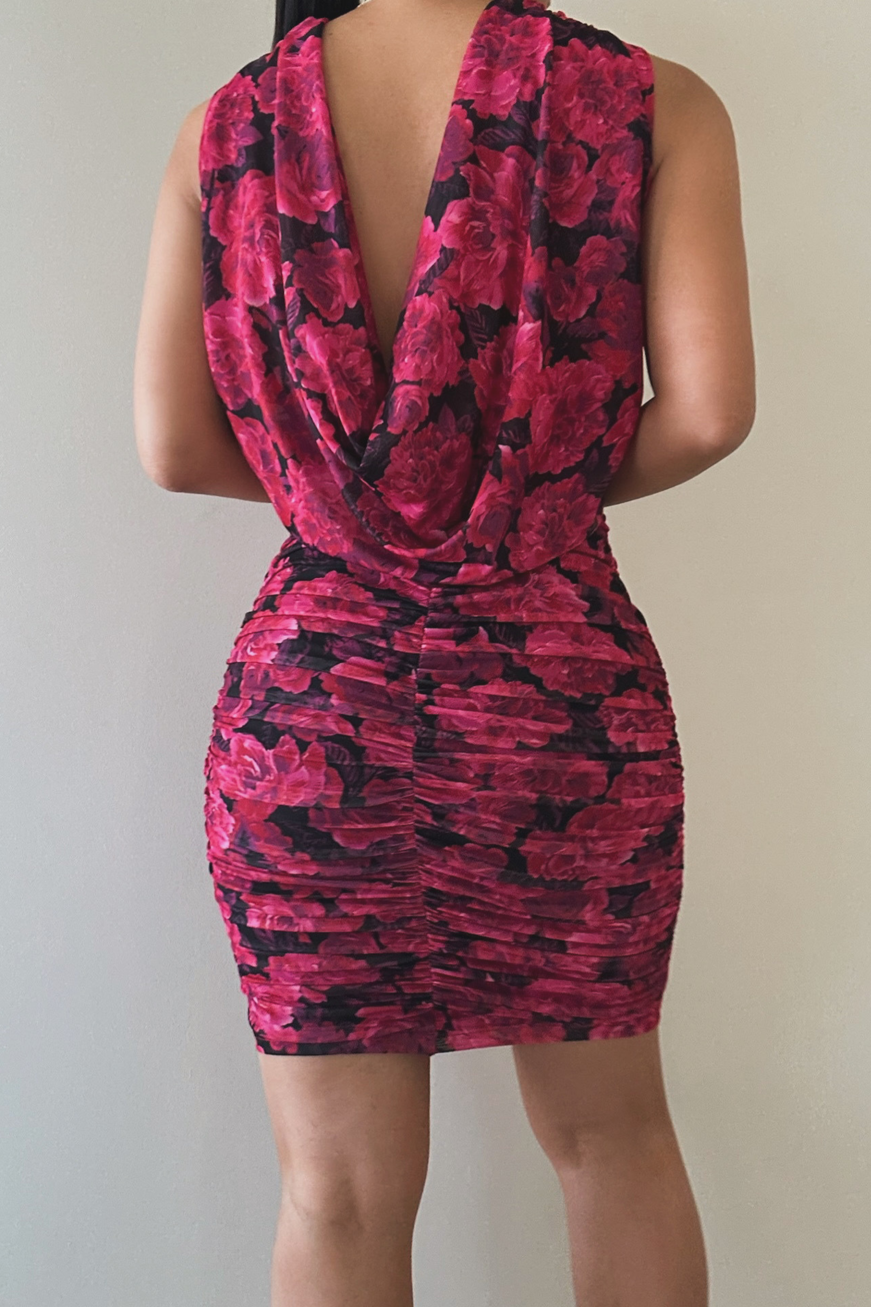 Pink Paraiso Cowl Back Dress - JLUXLABEL