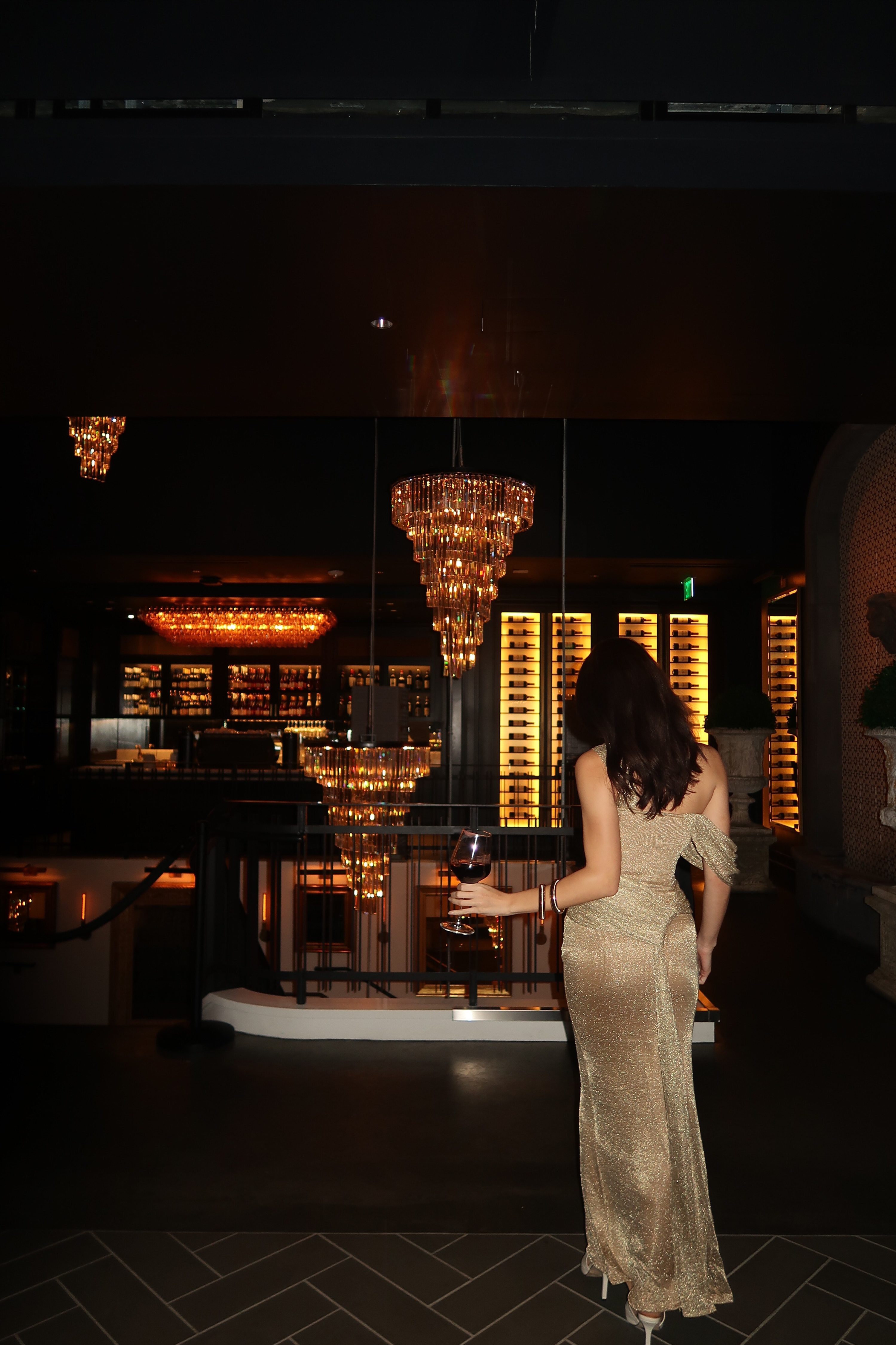 Gold Draped Metallic Maxi Dress - JLUXLABEL