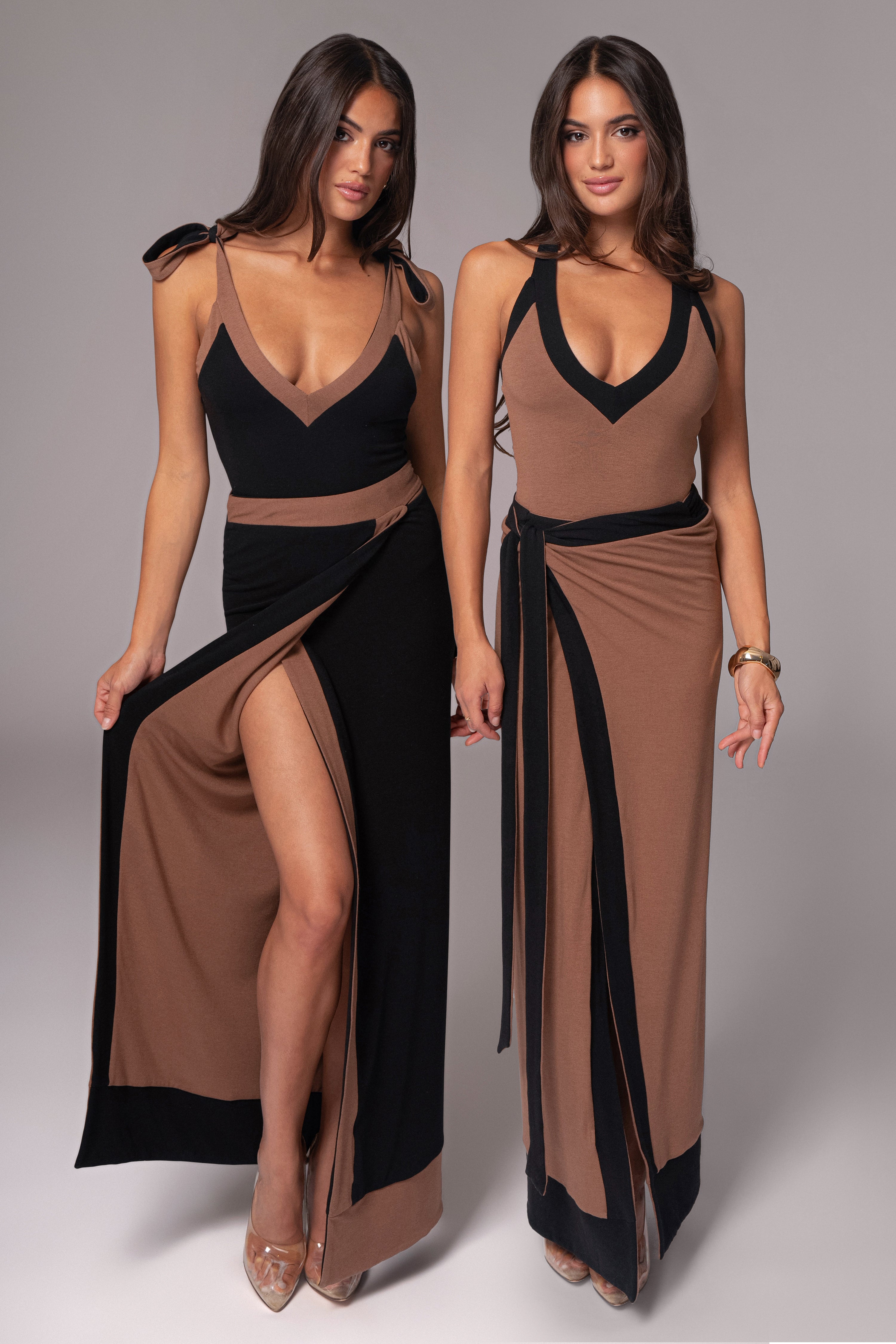 Black/Pecan Kamie Reversible Skirt Set - JLUXLABEL