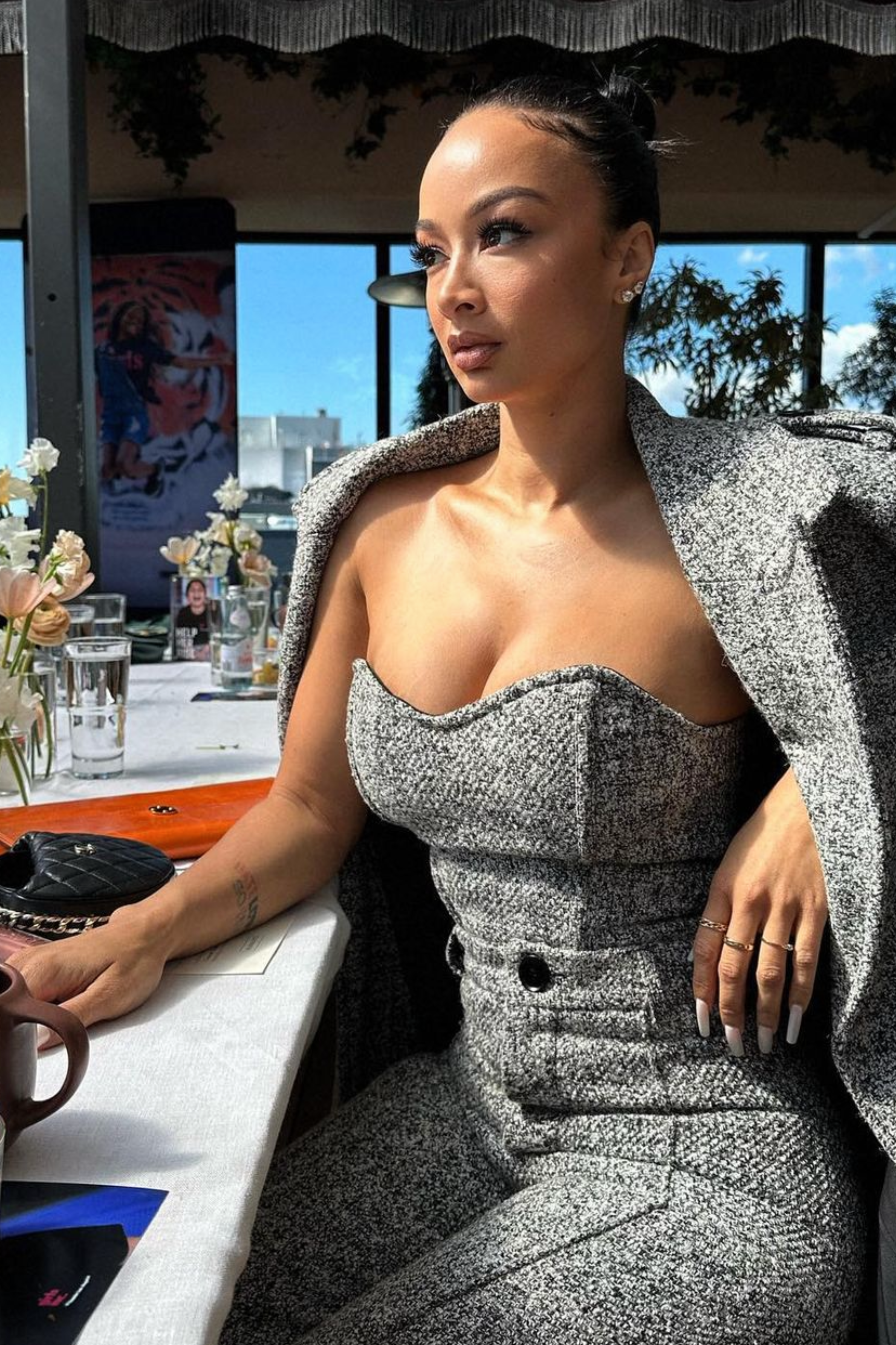 Lt. Grey Savannah Belted Tweed Coat - JLUXLABEL