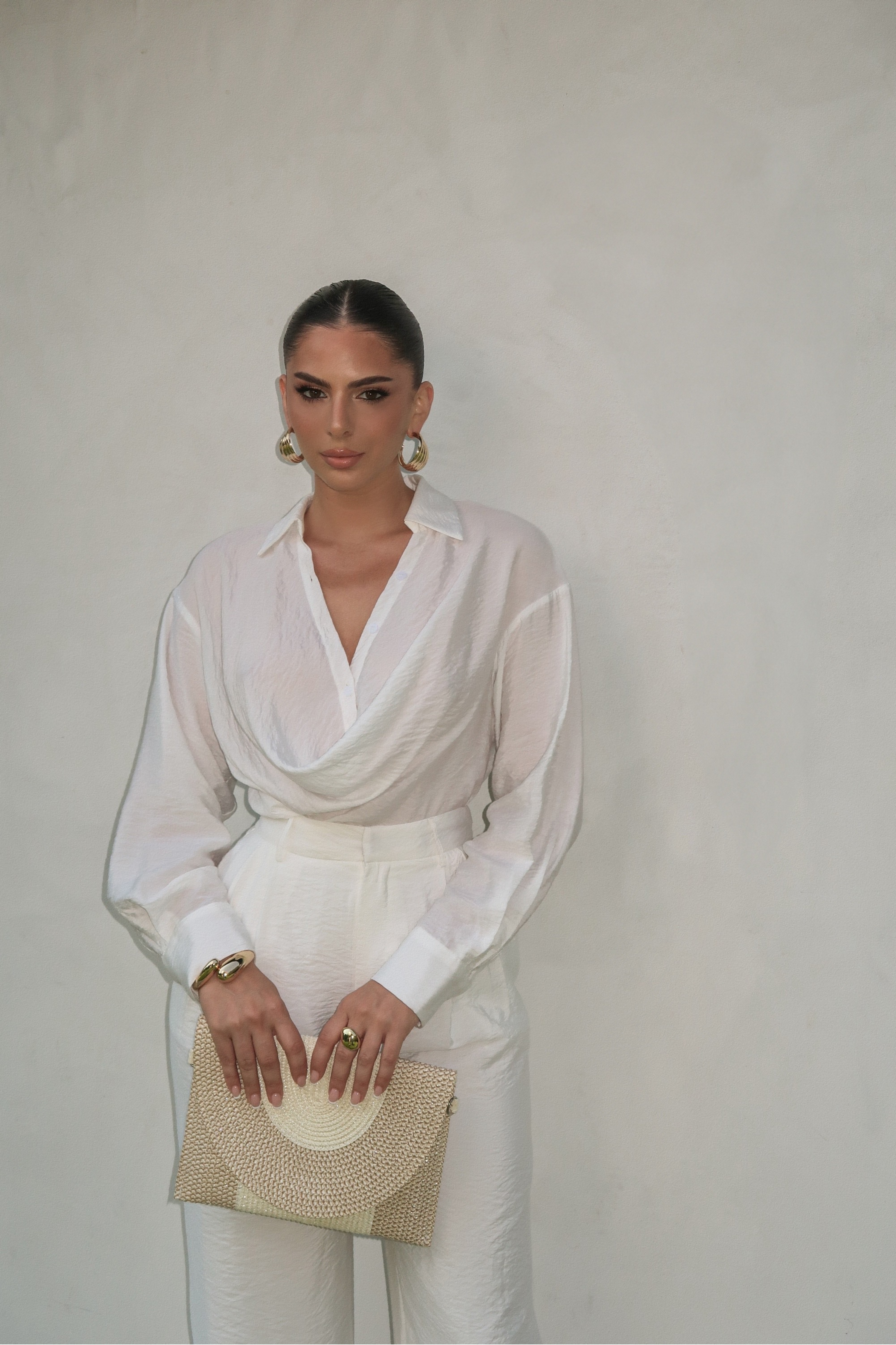 Ivory Greta Collared Top - JLUXLABEL