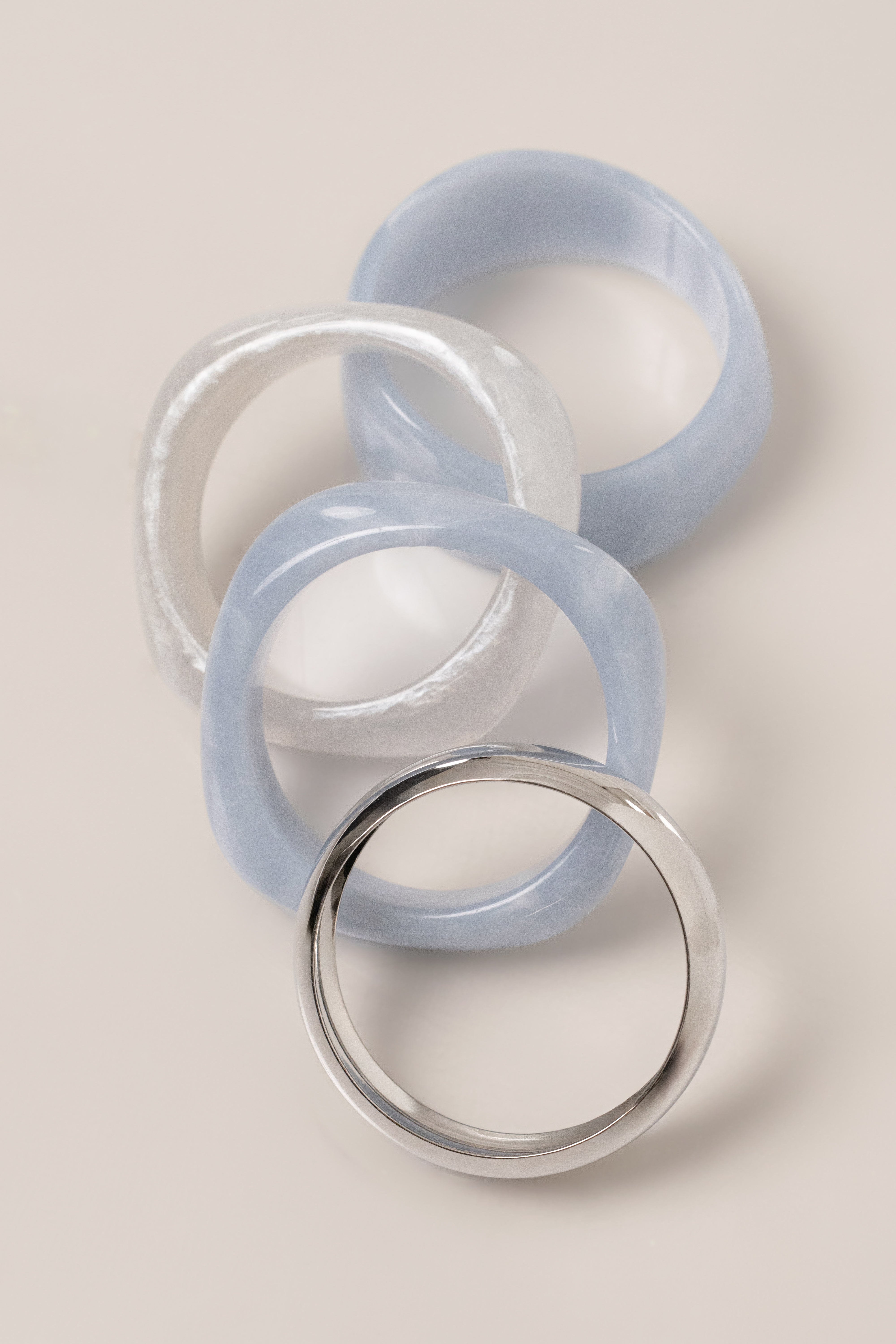 Blue Marbled Resin Bangle Set - JLUXLABEL