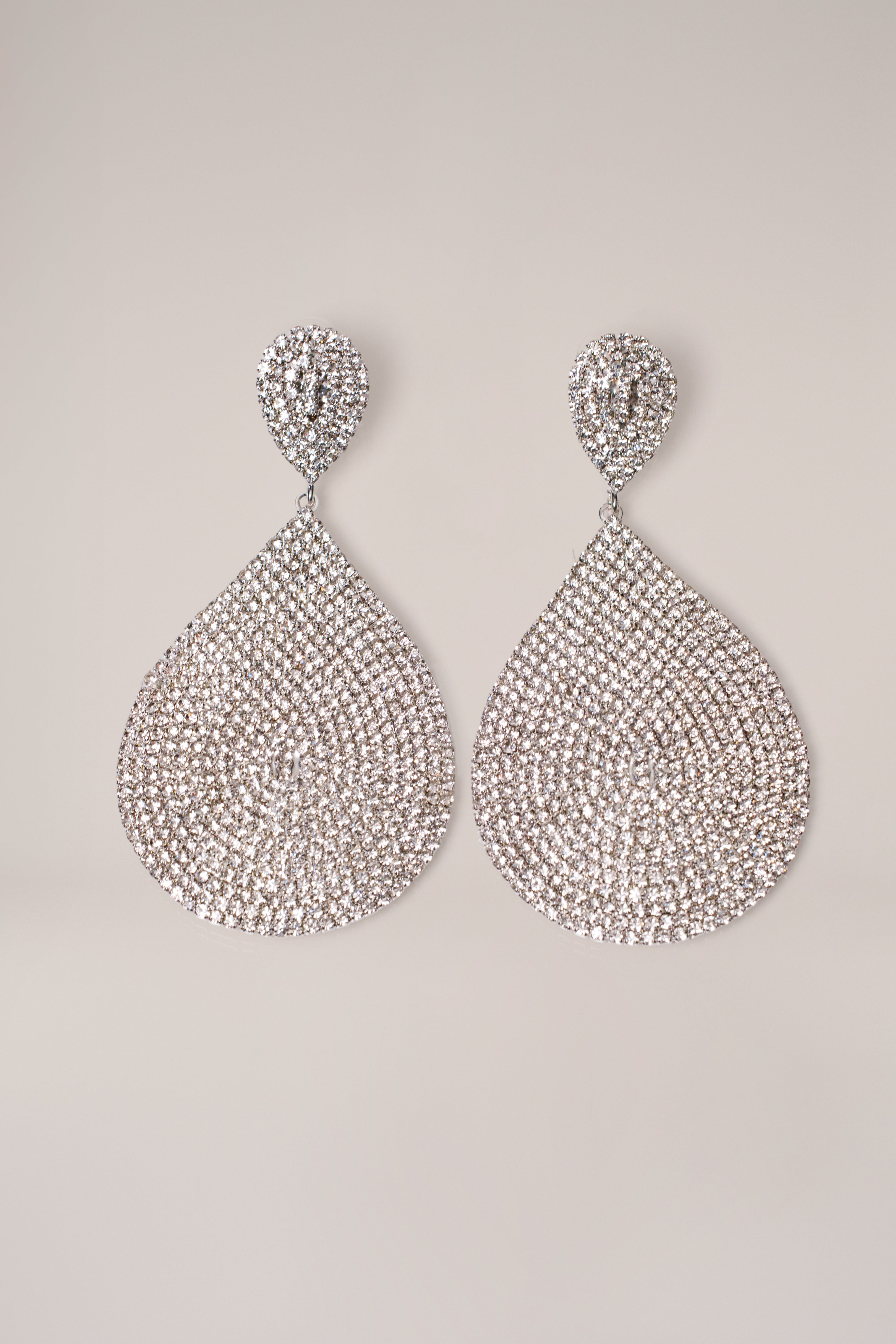 Silver Statement Teardrop Earrings