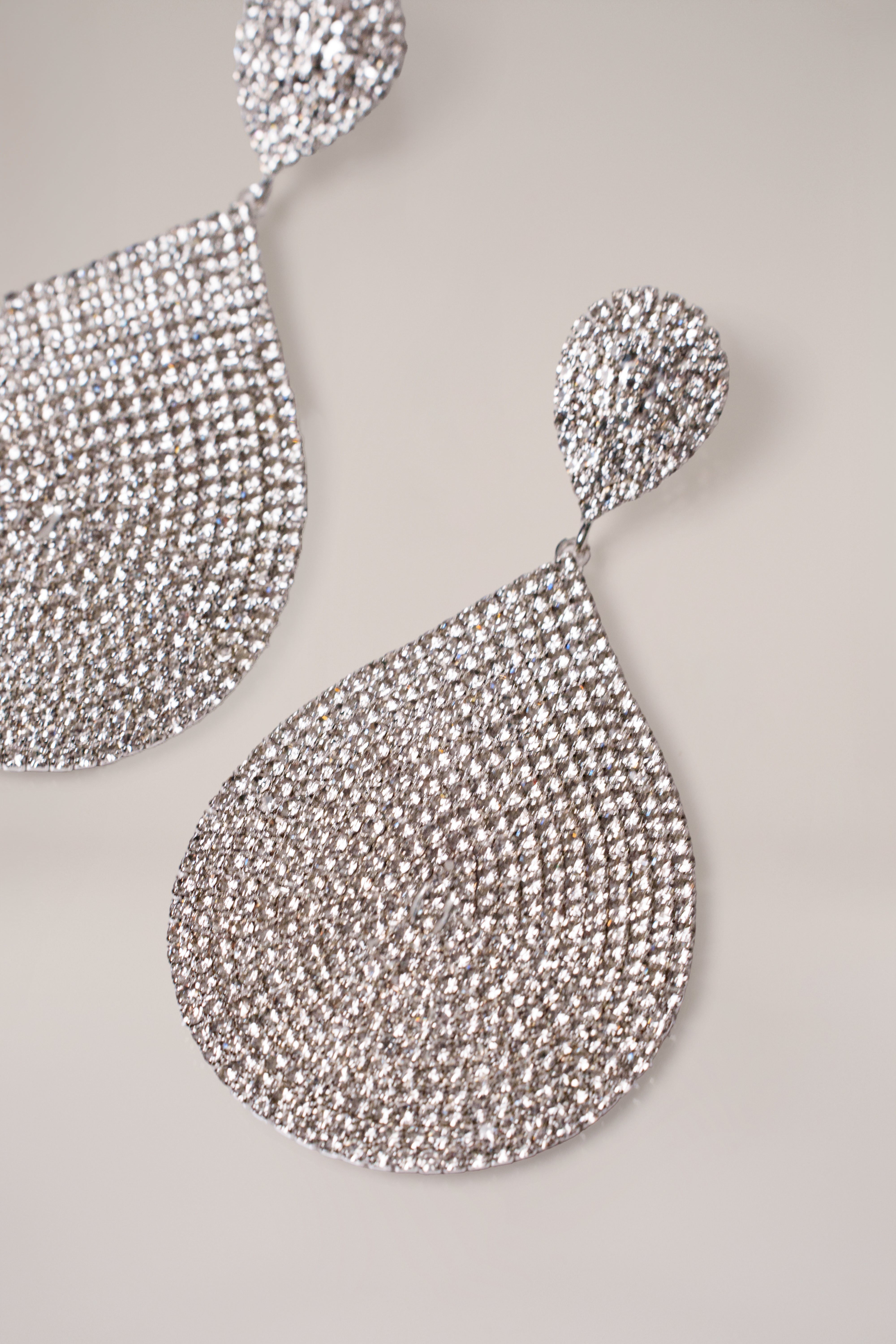 Silver Statement Teardrop Earrings