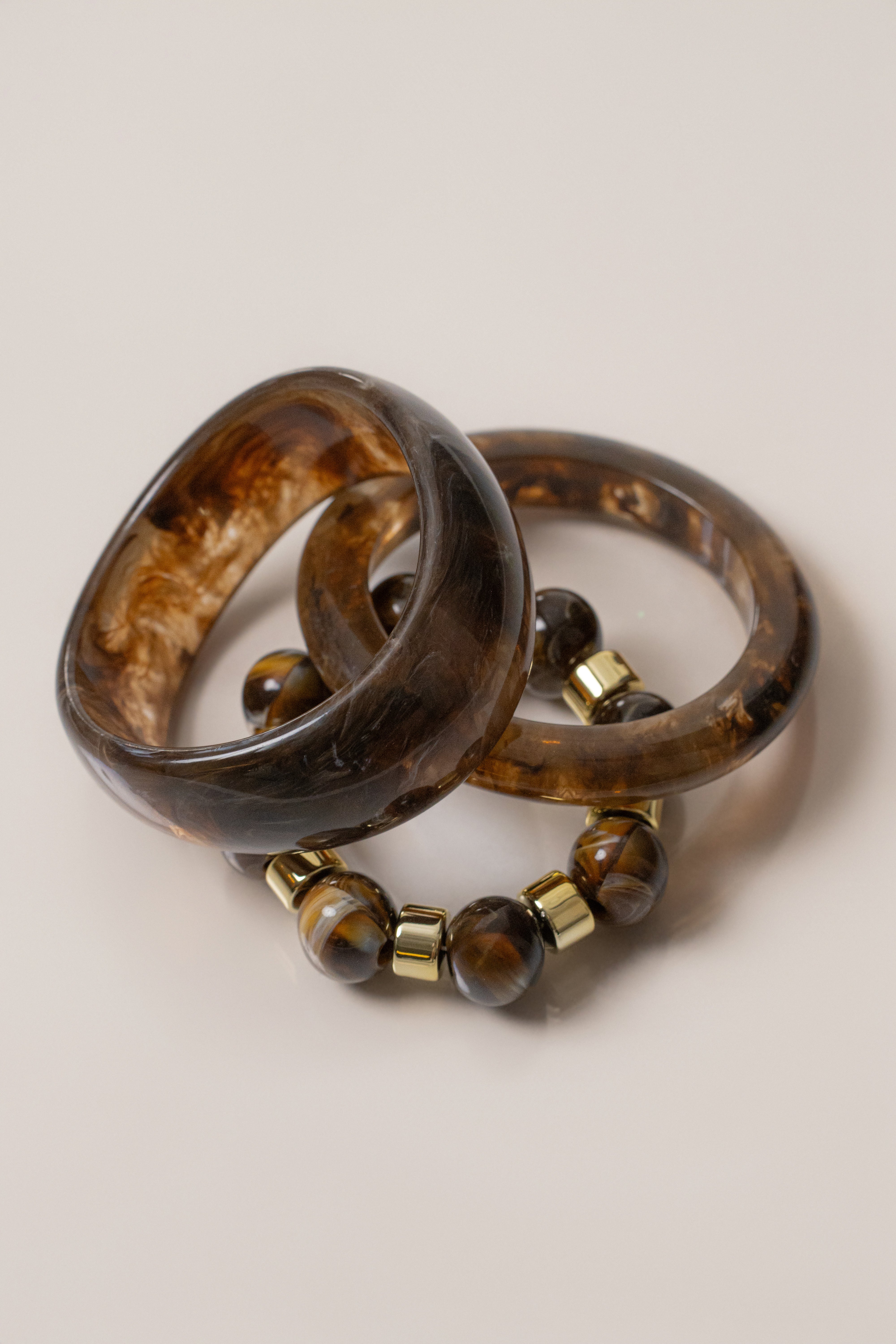 Brown Marbled Bracelet Set