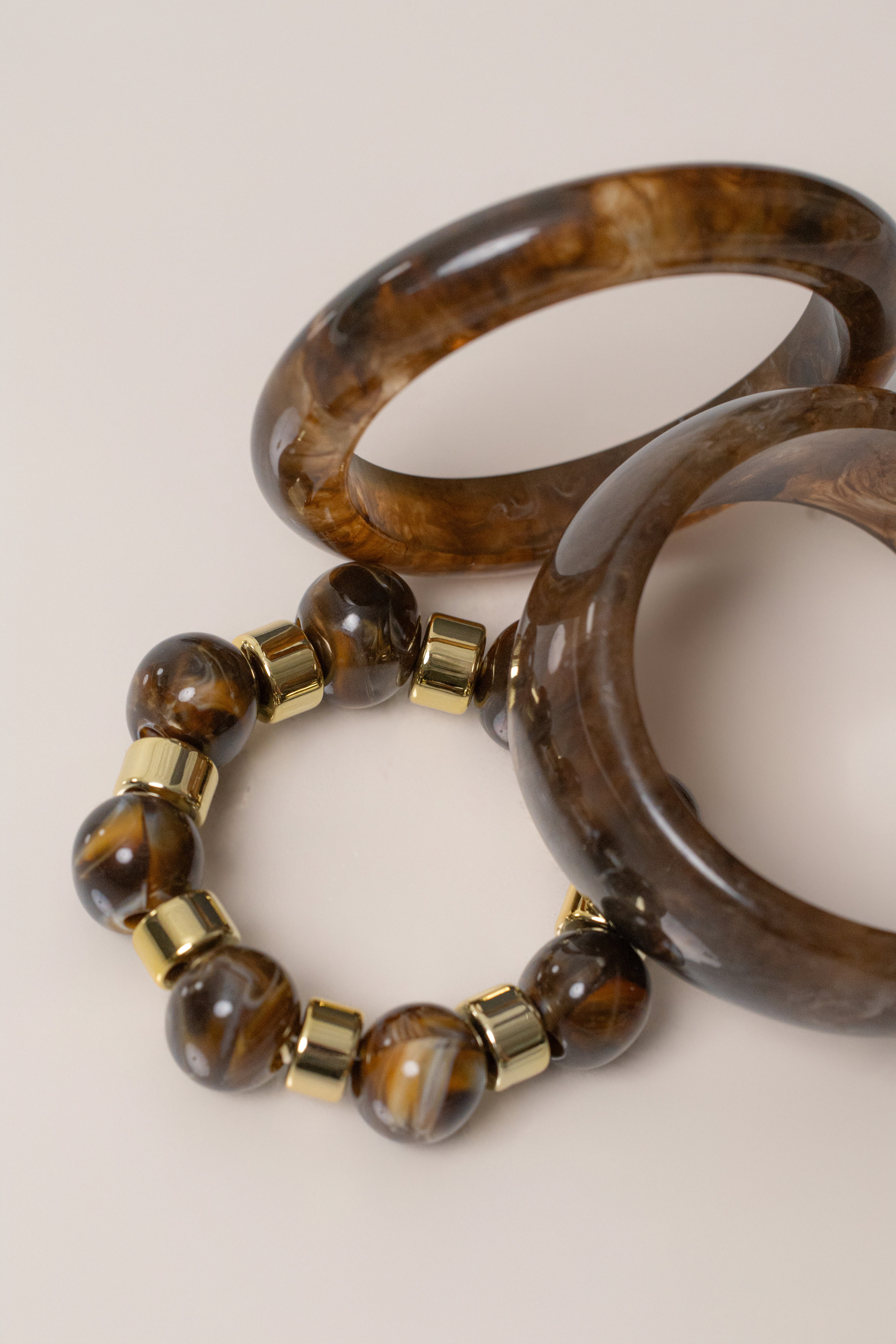 Brown Marbled Bracelet Set