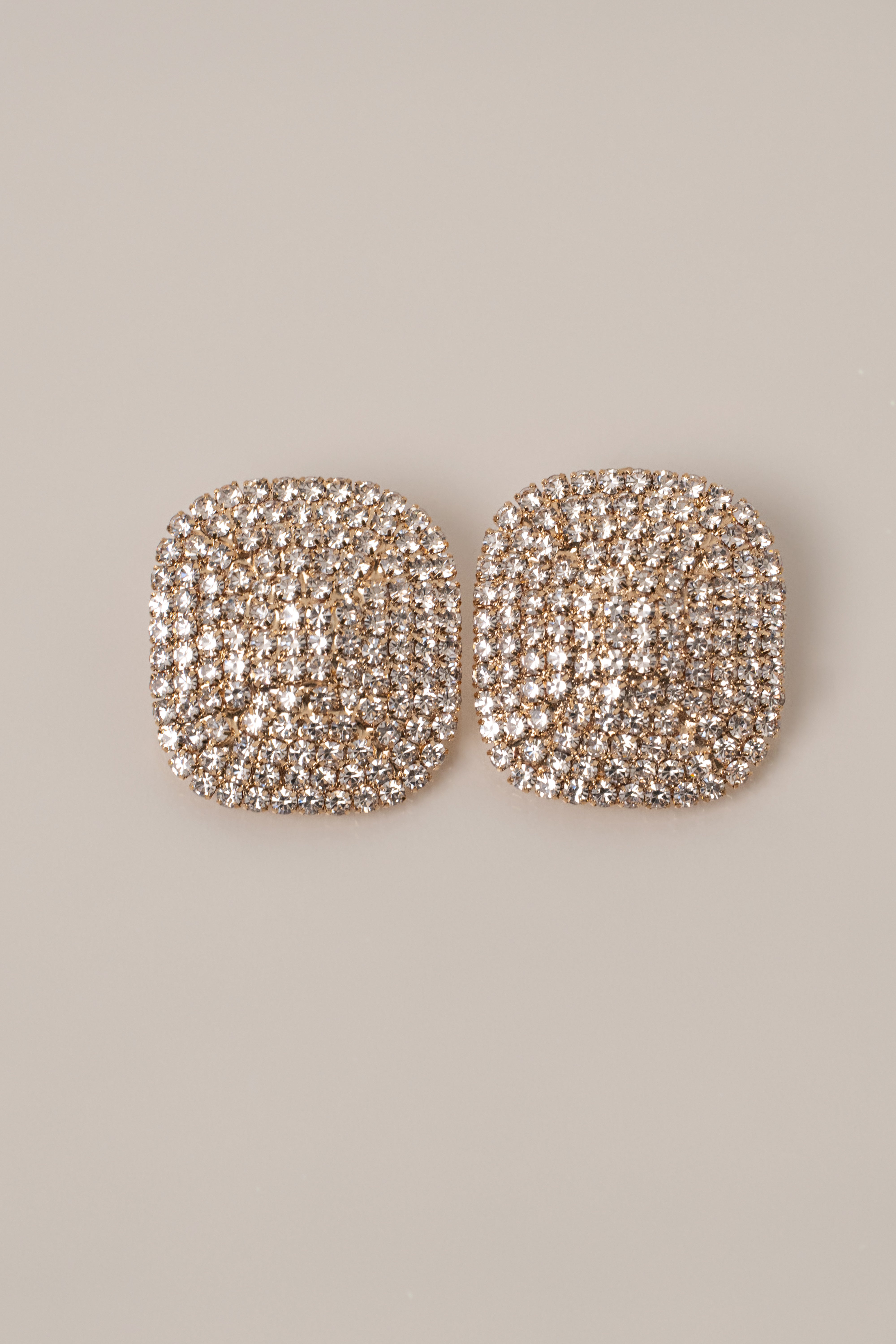 Gold Pave Square Earrings - JLUXLABEL