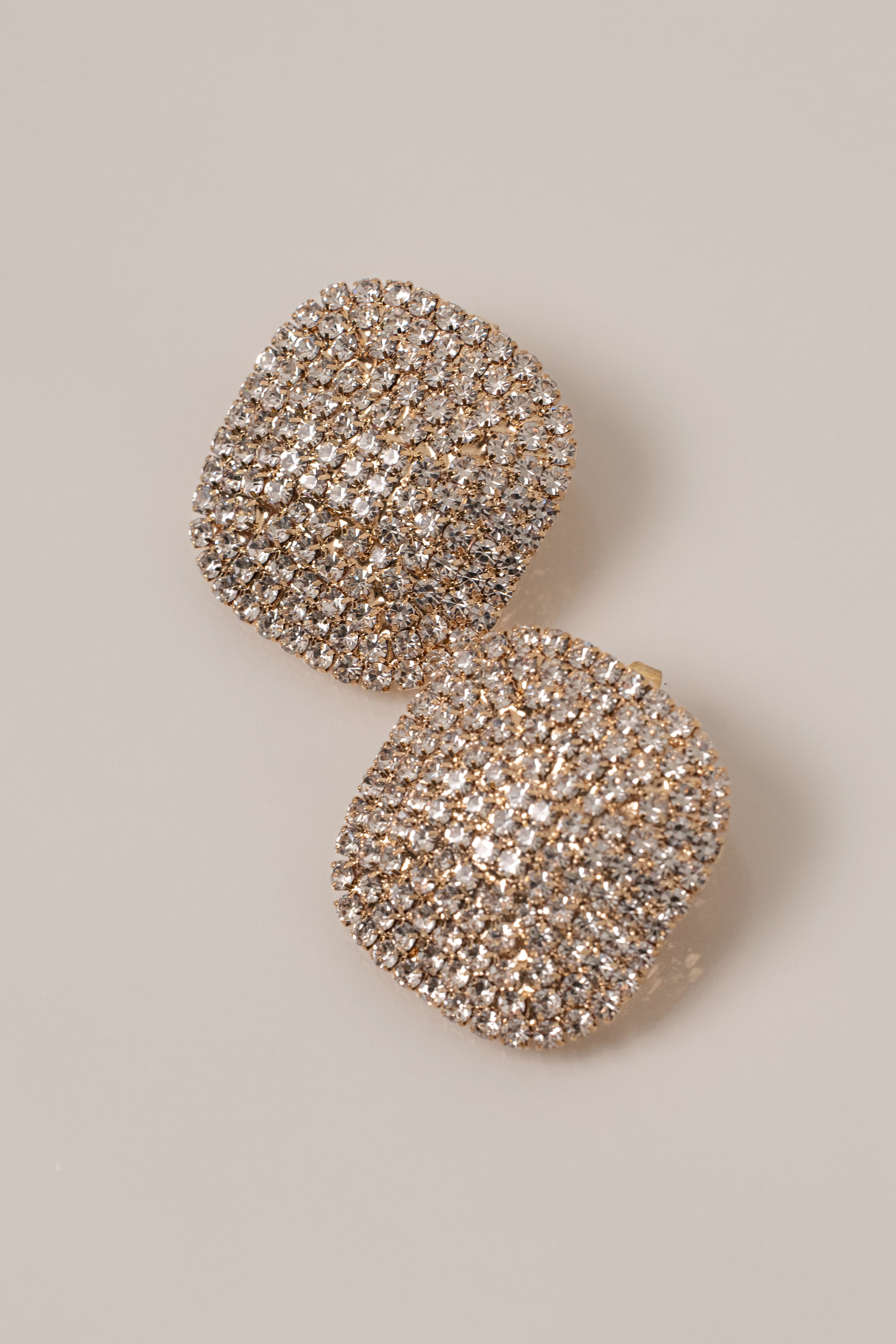 Gold Pave Square Earrings - JLUXLABEL