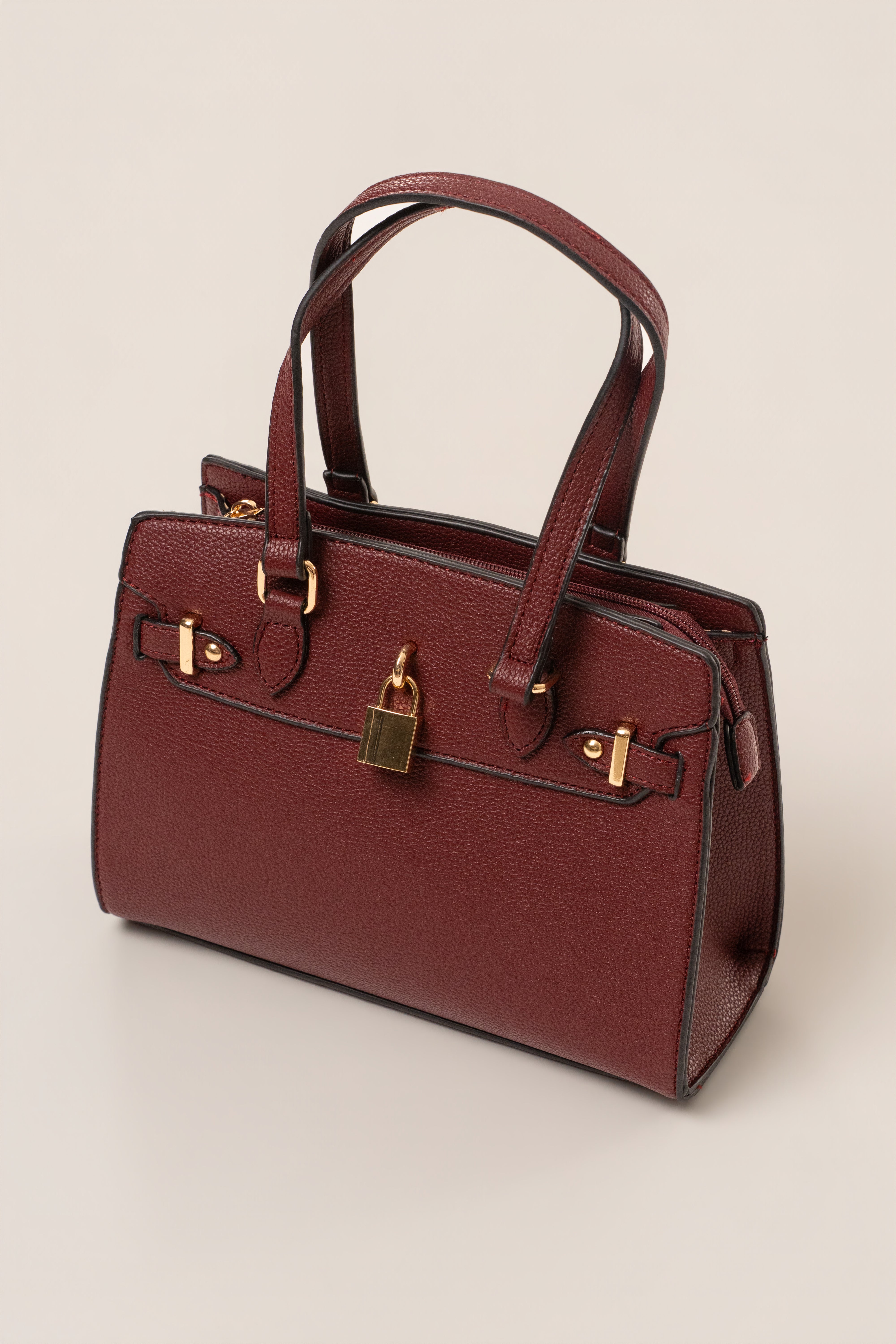 Burgundy Alva handbag from JLUXLABEL, stylish accessories with a sleek design and gold-tone hardware, perfect for everyday use.