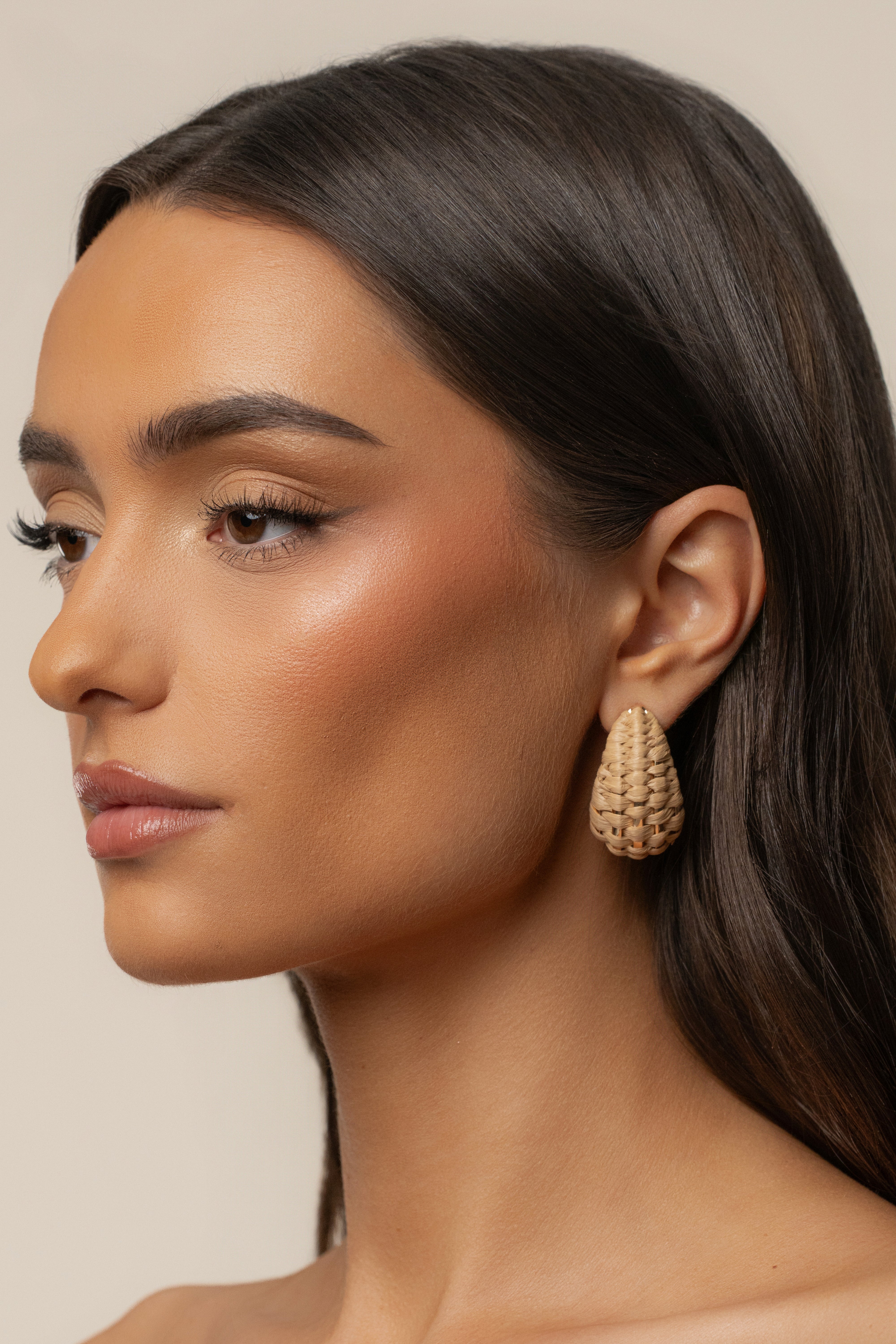 Natural Alana Raffia Earrings by JLUXLABEL, showcasing woven raffia jewelry with a stylish, bohemian design.