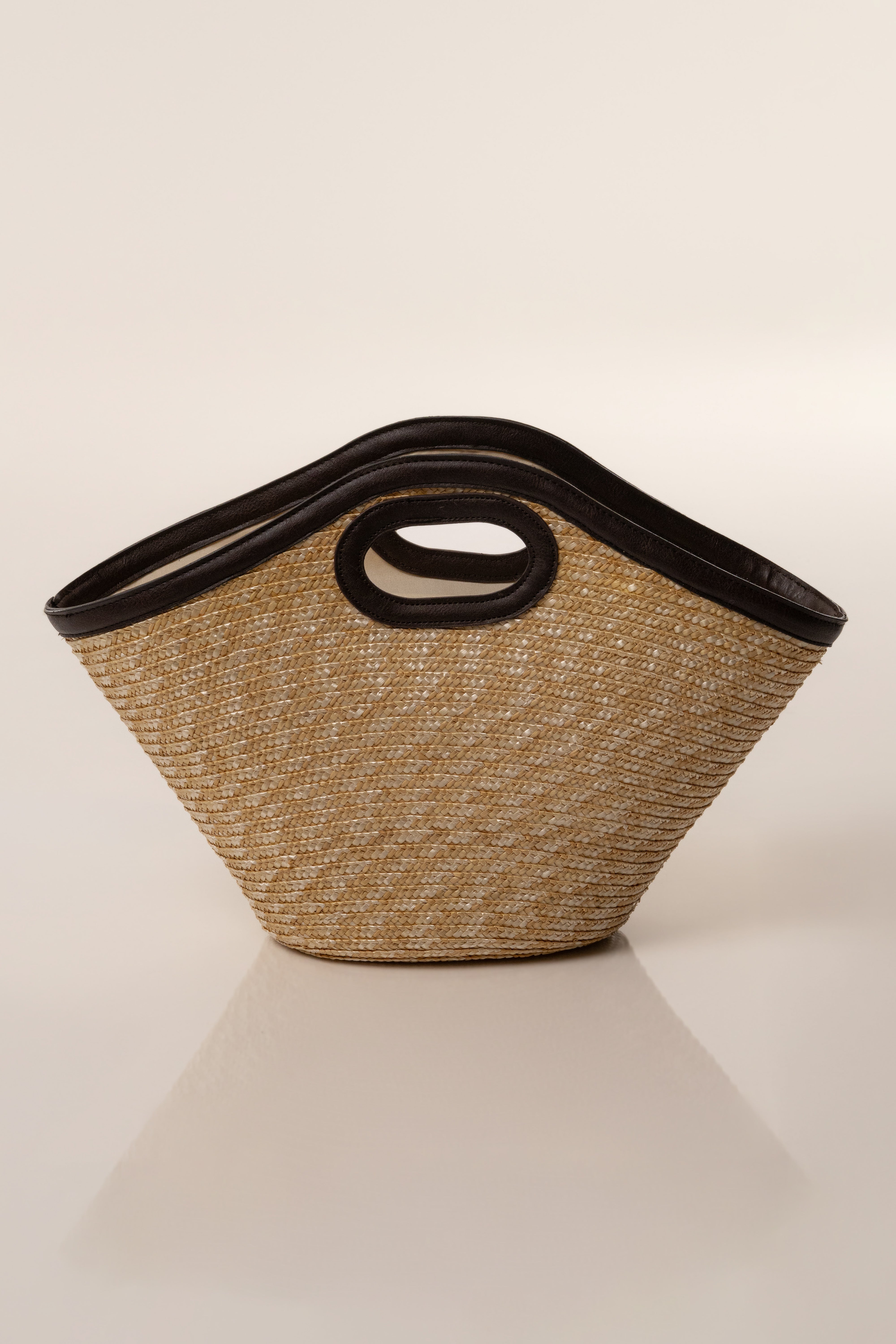 Natural Santorini straw tote bag by JLUXLABEL, stylish accessories with woven straw design and sturdy handles.