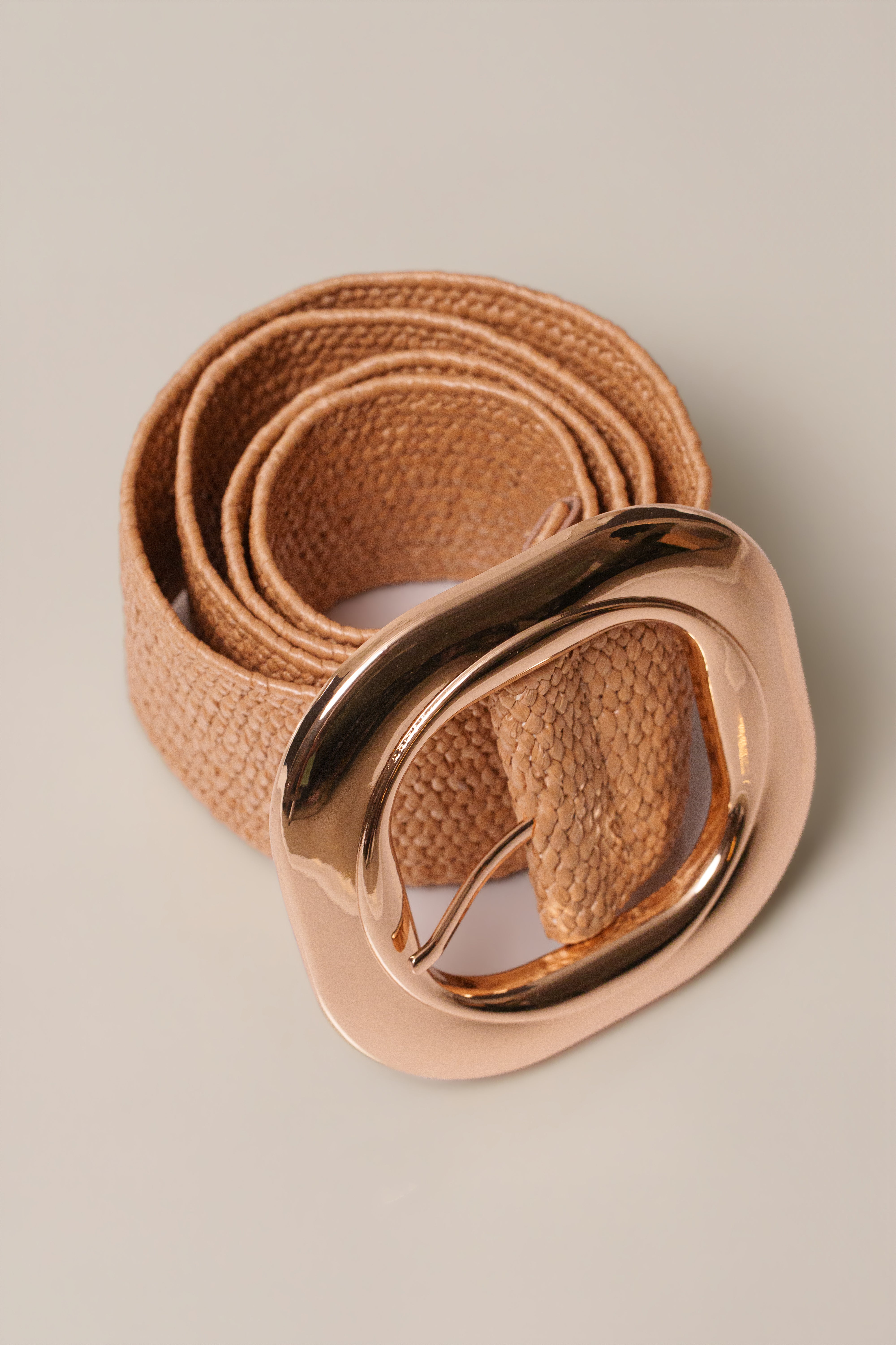 Khaki Natural Frame Buckle Belt - JLUXLABEL