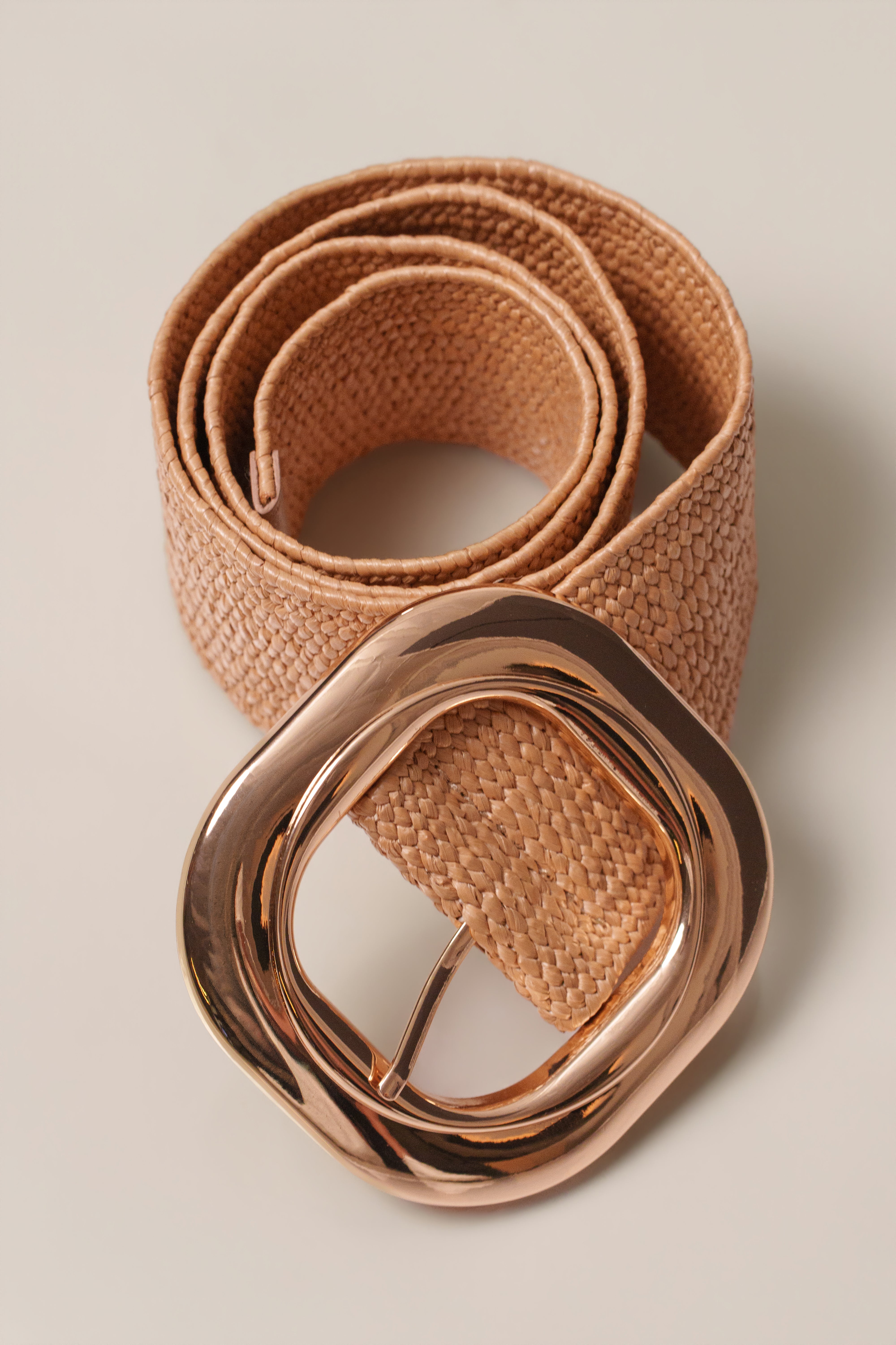 Khaki Natural Frame Buckle Belt - JLUXLABEL