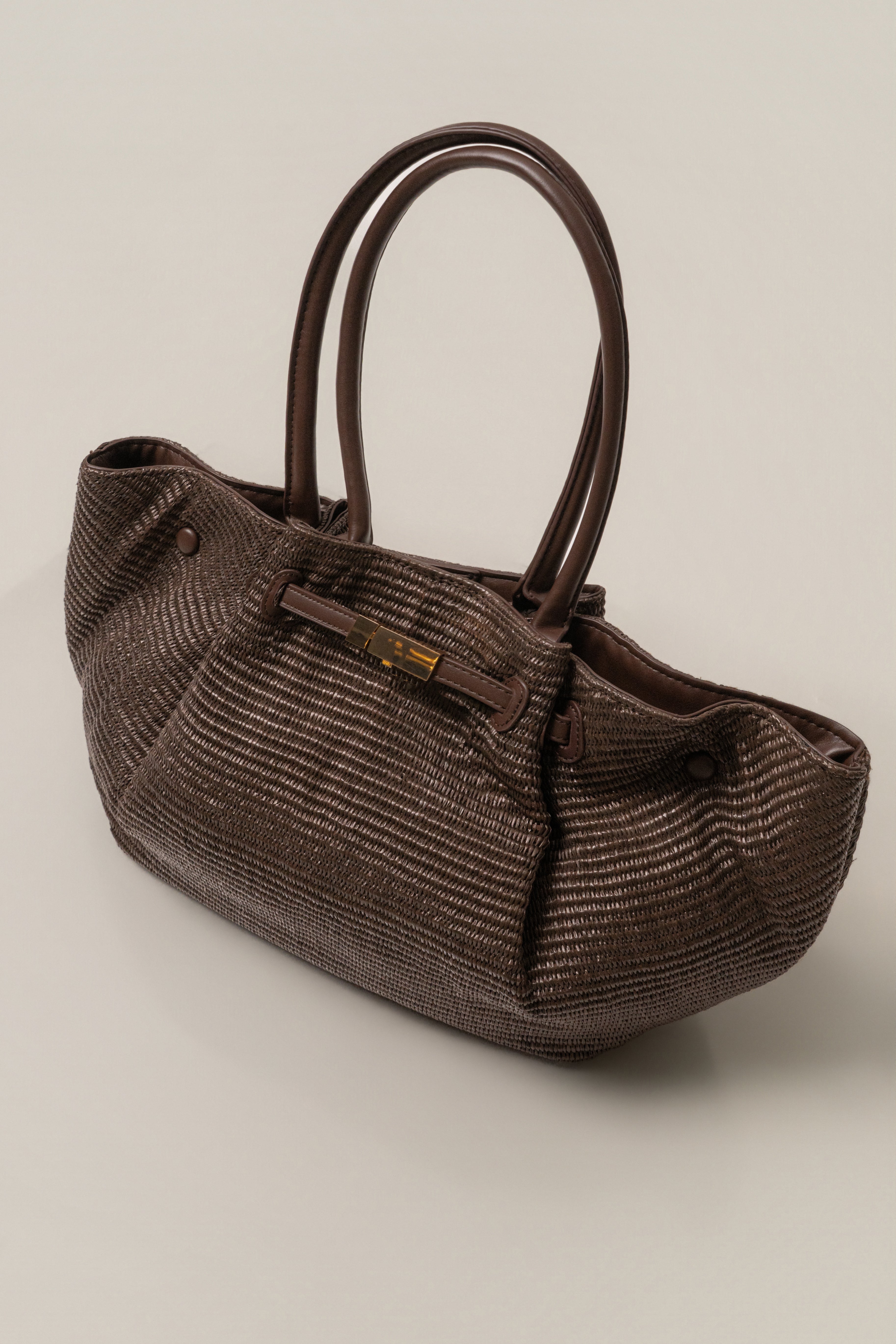 Chocolate Lana Woven Handbag - JLUXLABEL