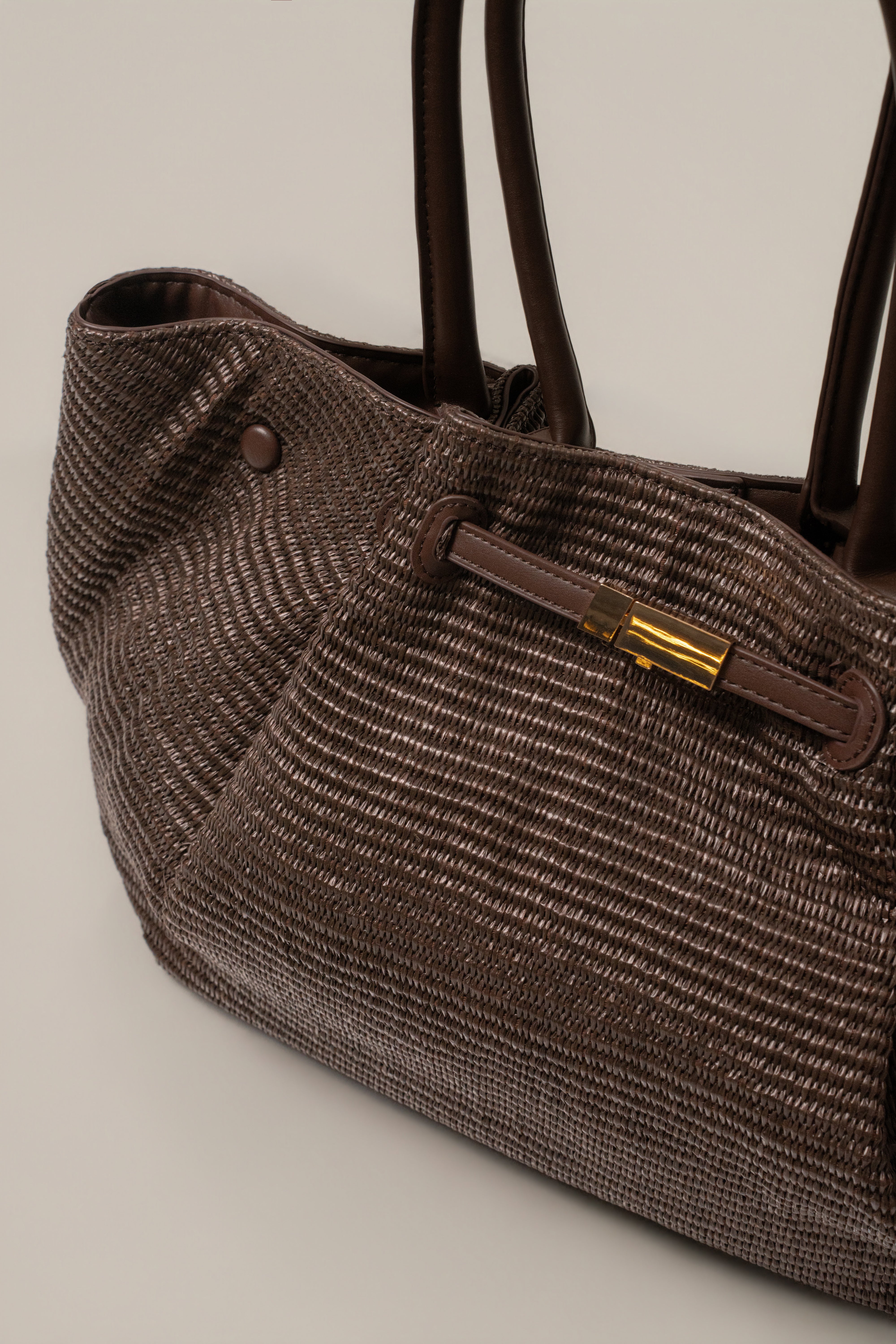Chocolate Lana Woven Handbag - JLUXLABEL