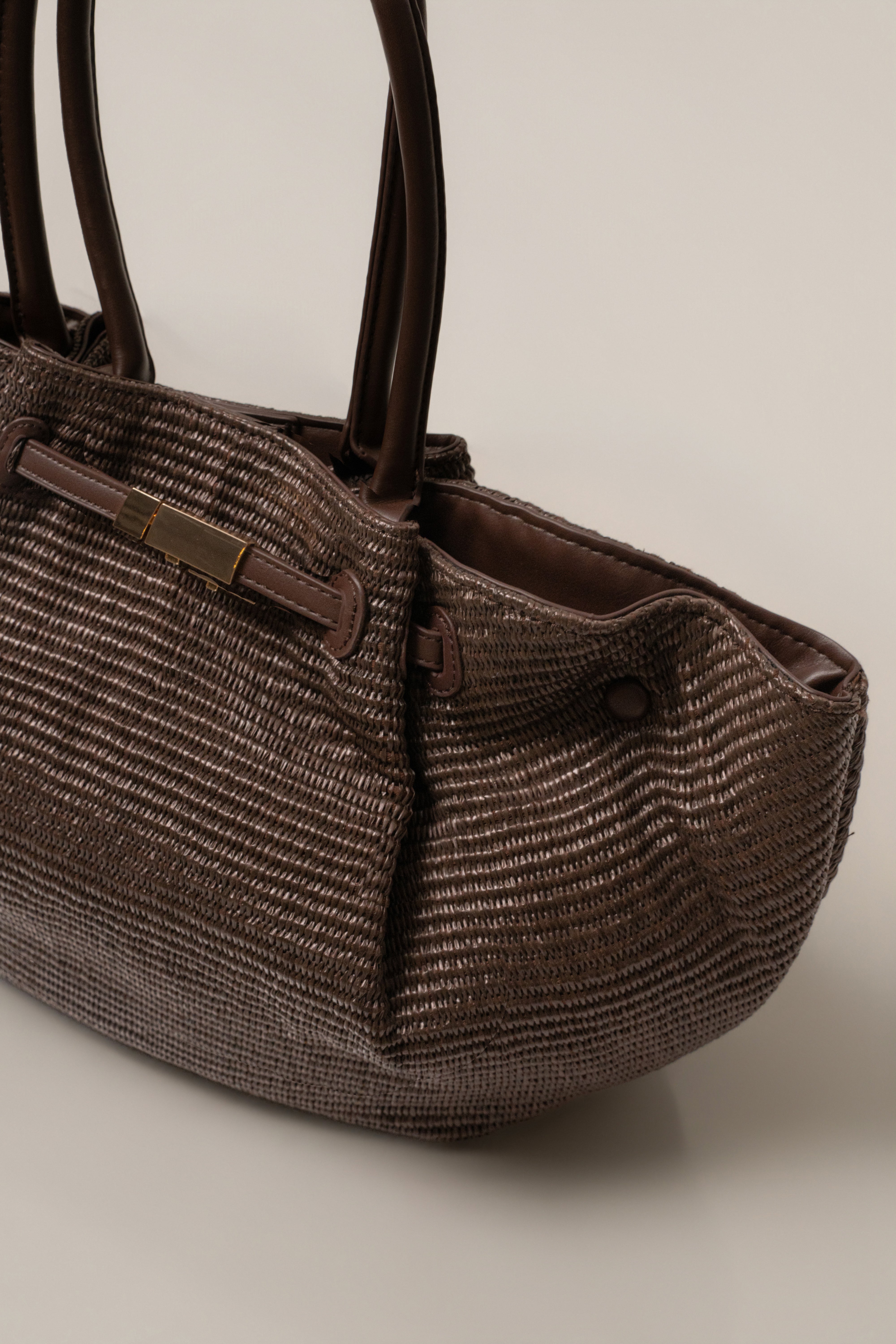 Chocolate Lana Woven Handbag - JLUXLABEL
