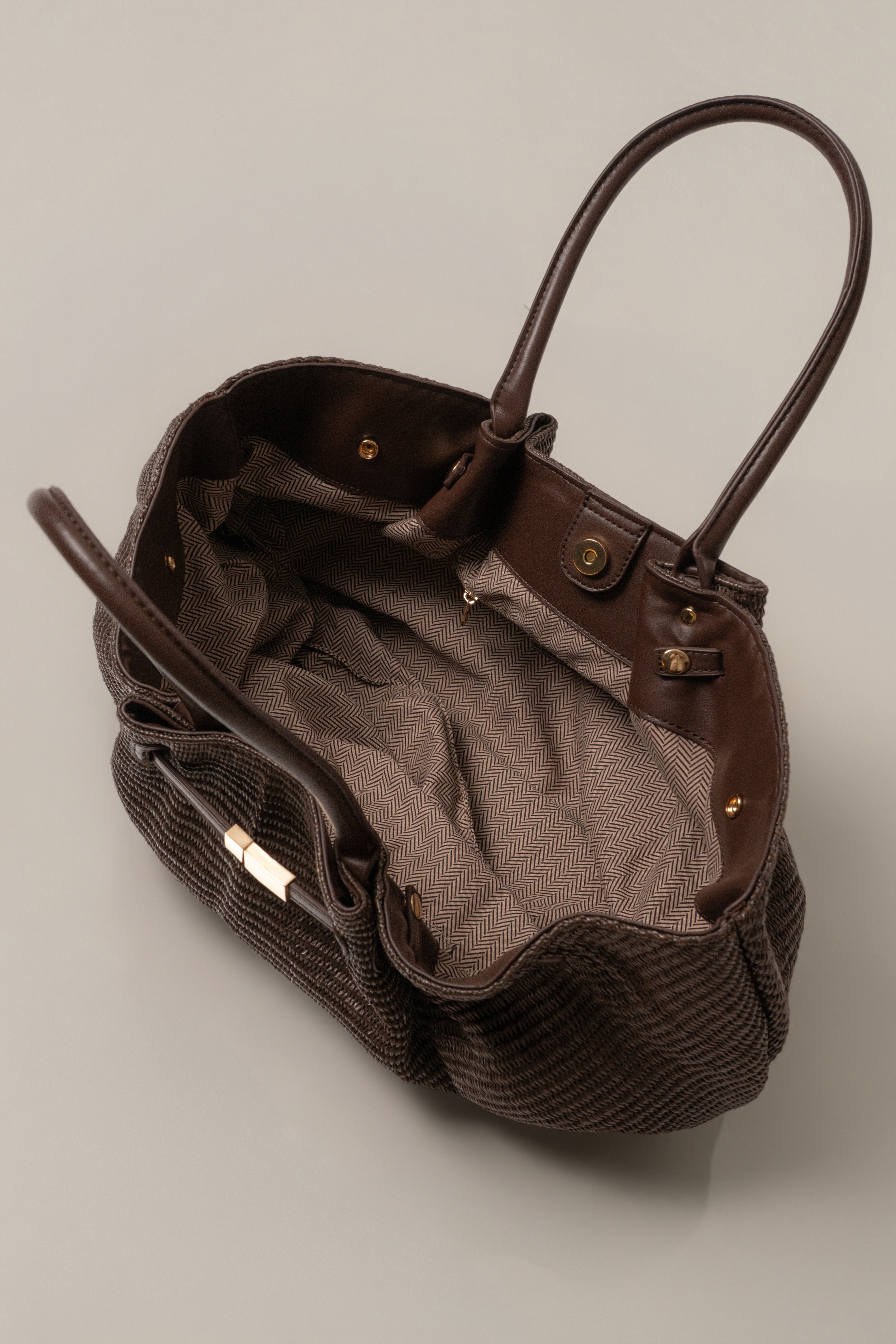Chocolate Lana Woven Handbag - JLUXLABEL