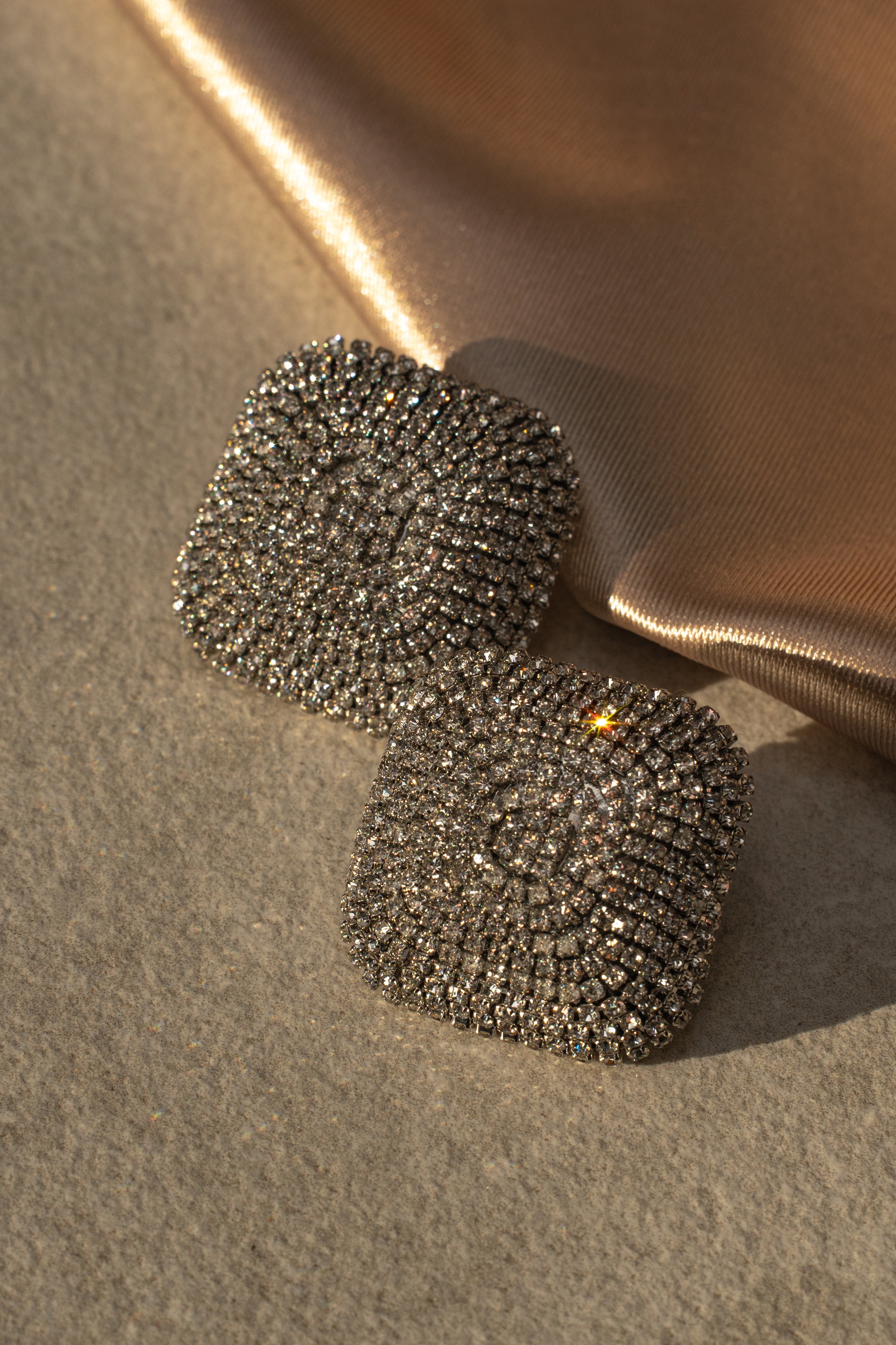 Silver Pave Square Earrings - JLUXLABEL