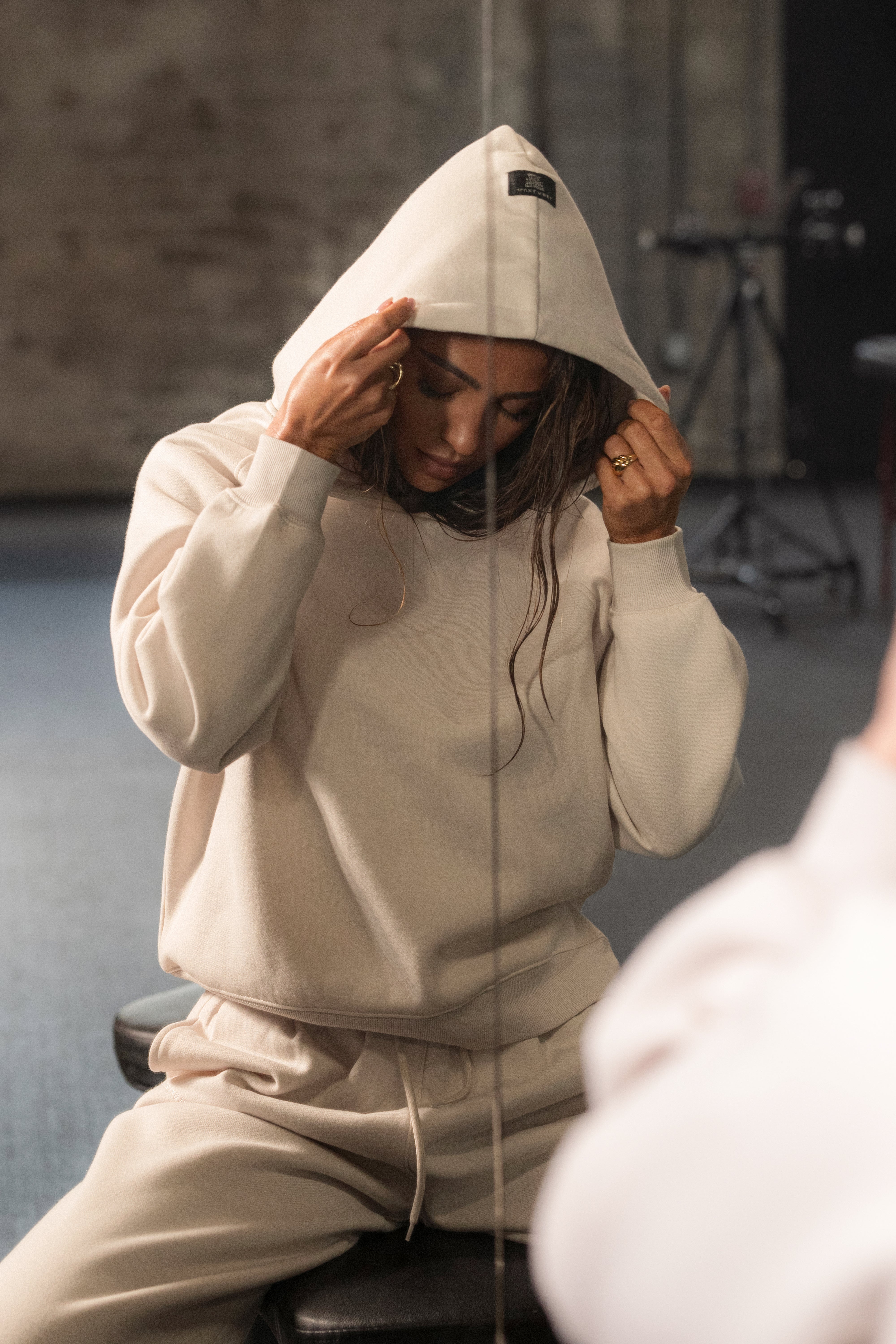 Bone JLUXLABEL Logo Pullover Hoodie - JLUXLABEL