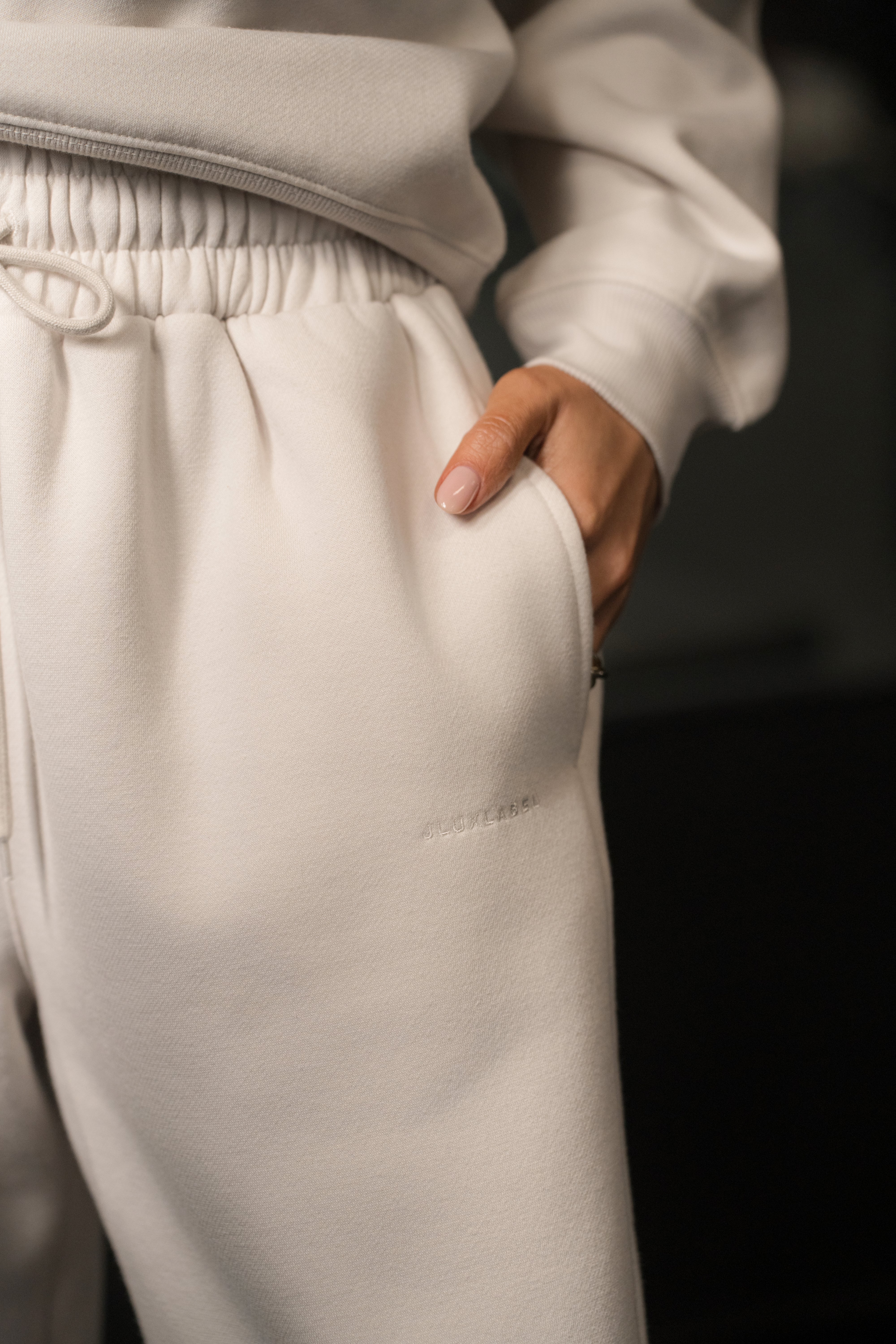 Bone JLUXLABEL Logo Fleece Pants - JLUXLABEL