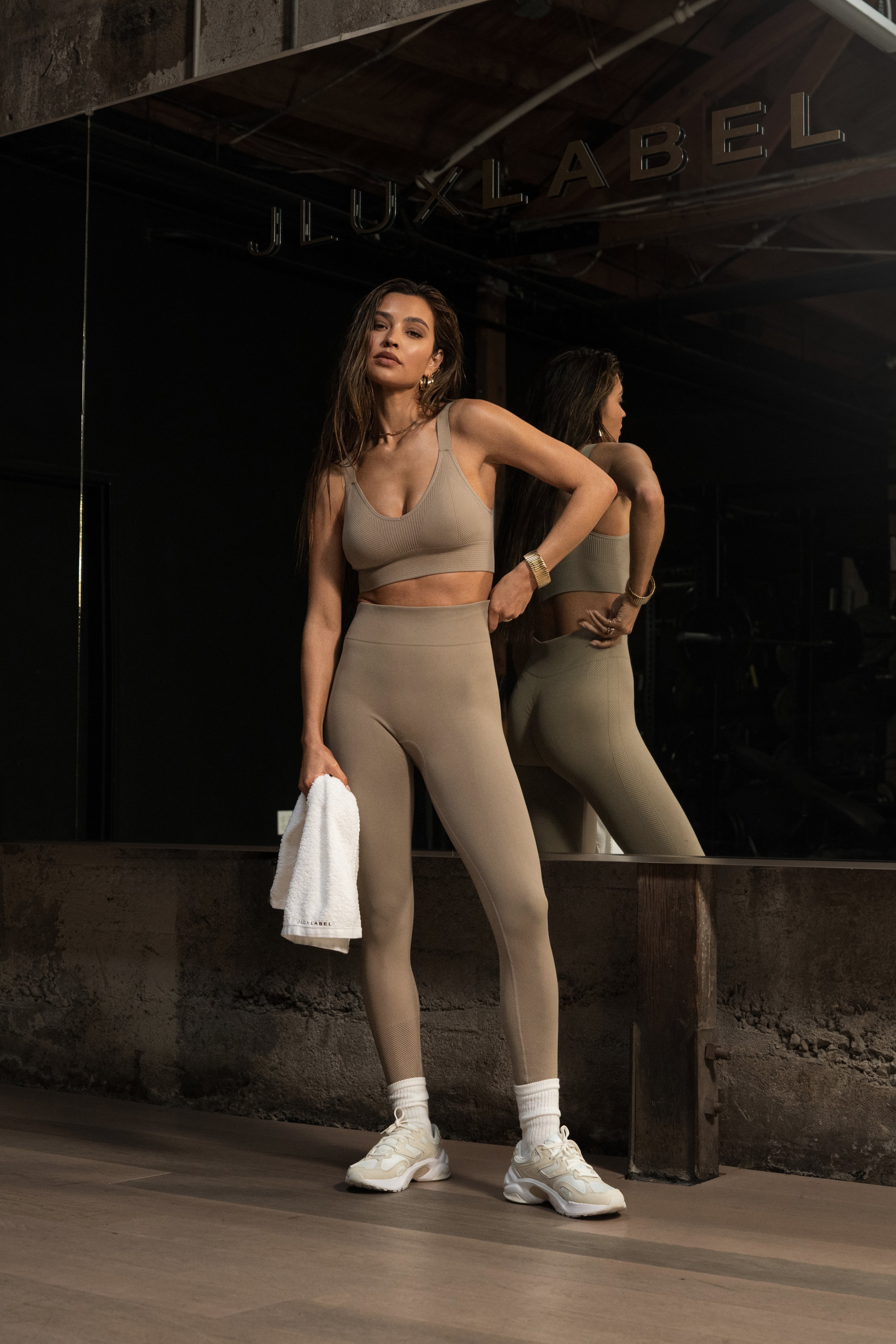 Beige Balance High Rise Leggings - JLUXLABEL