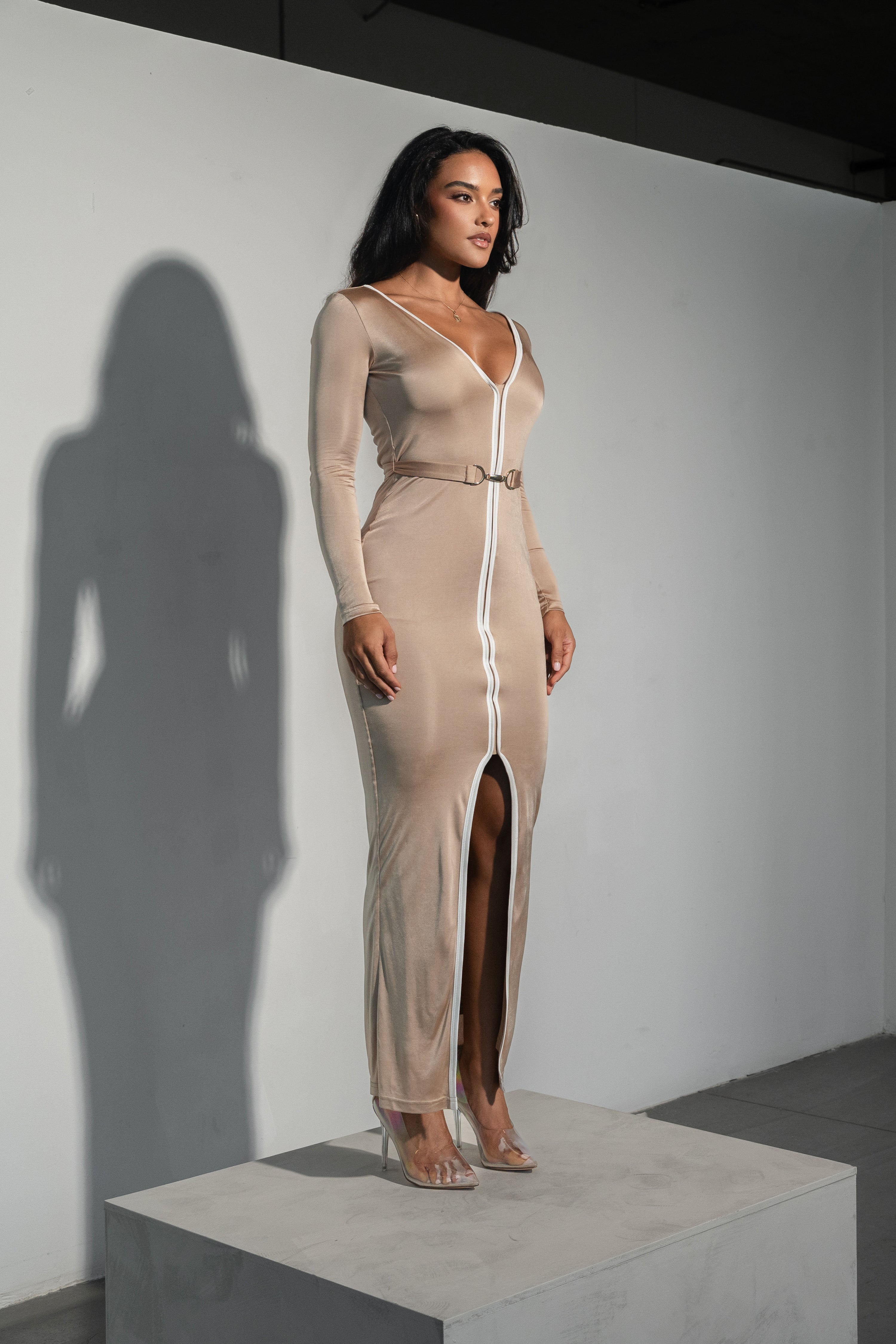 Tan Juki Maxi Dress - JLUXLABEL