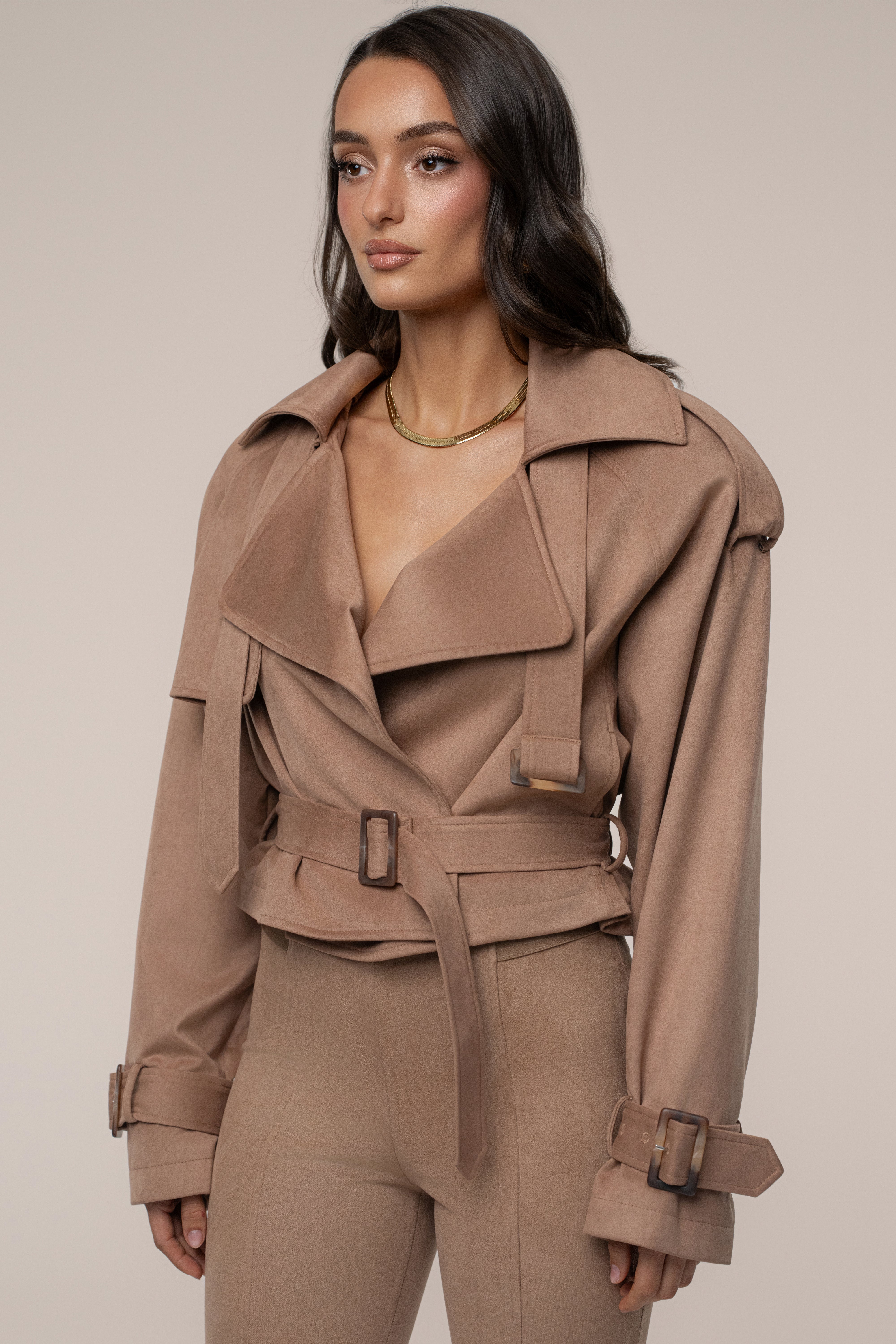 Tan Latte Cropped Jacket