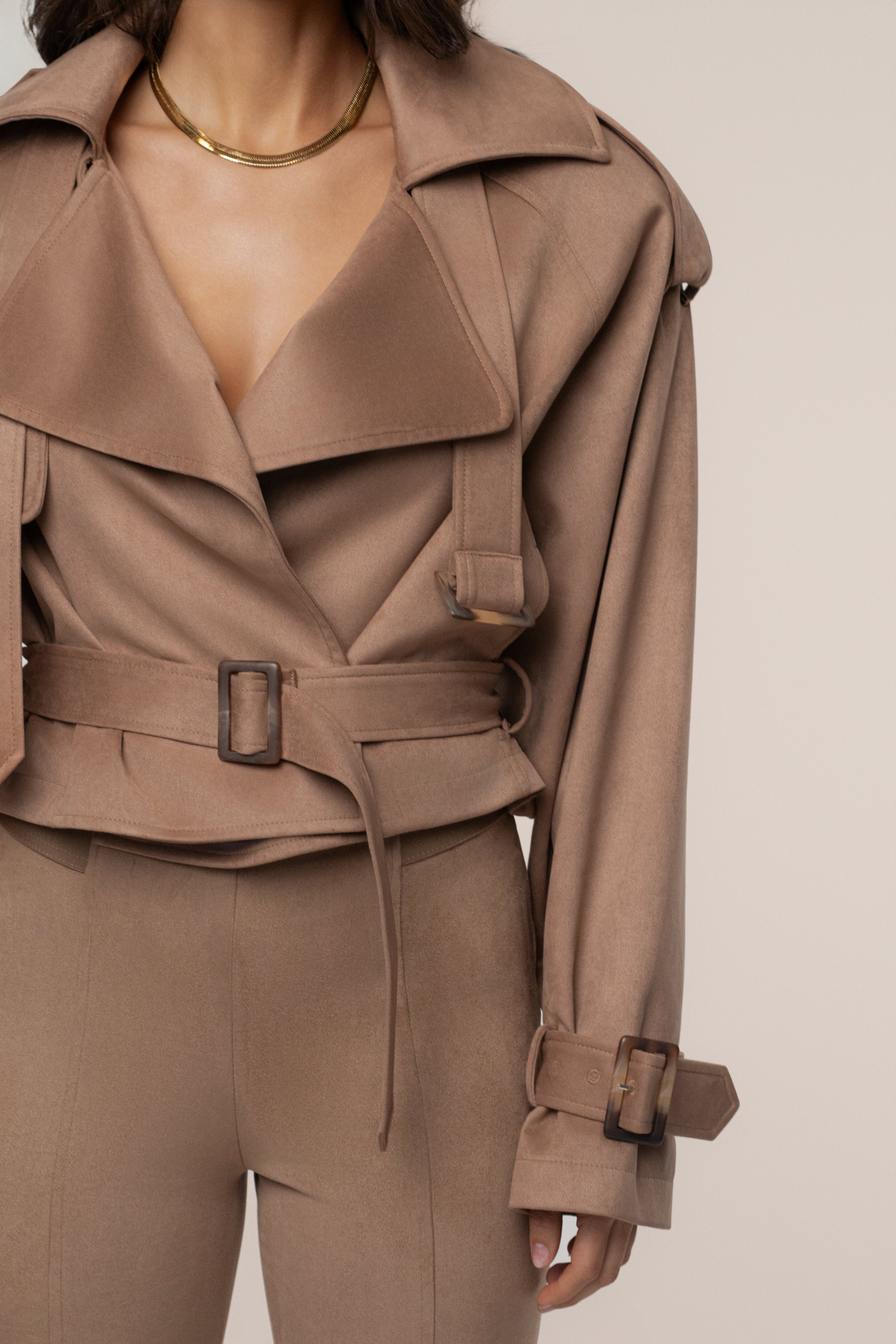 Tan Latte Cropped Jacket