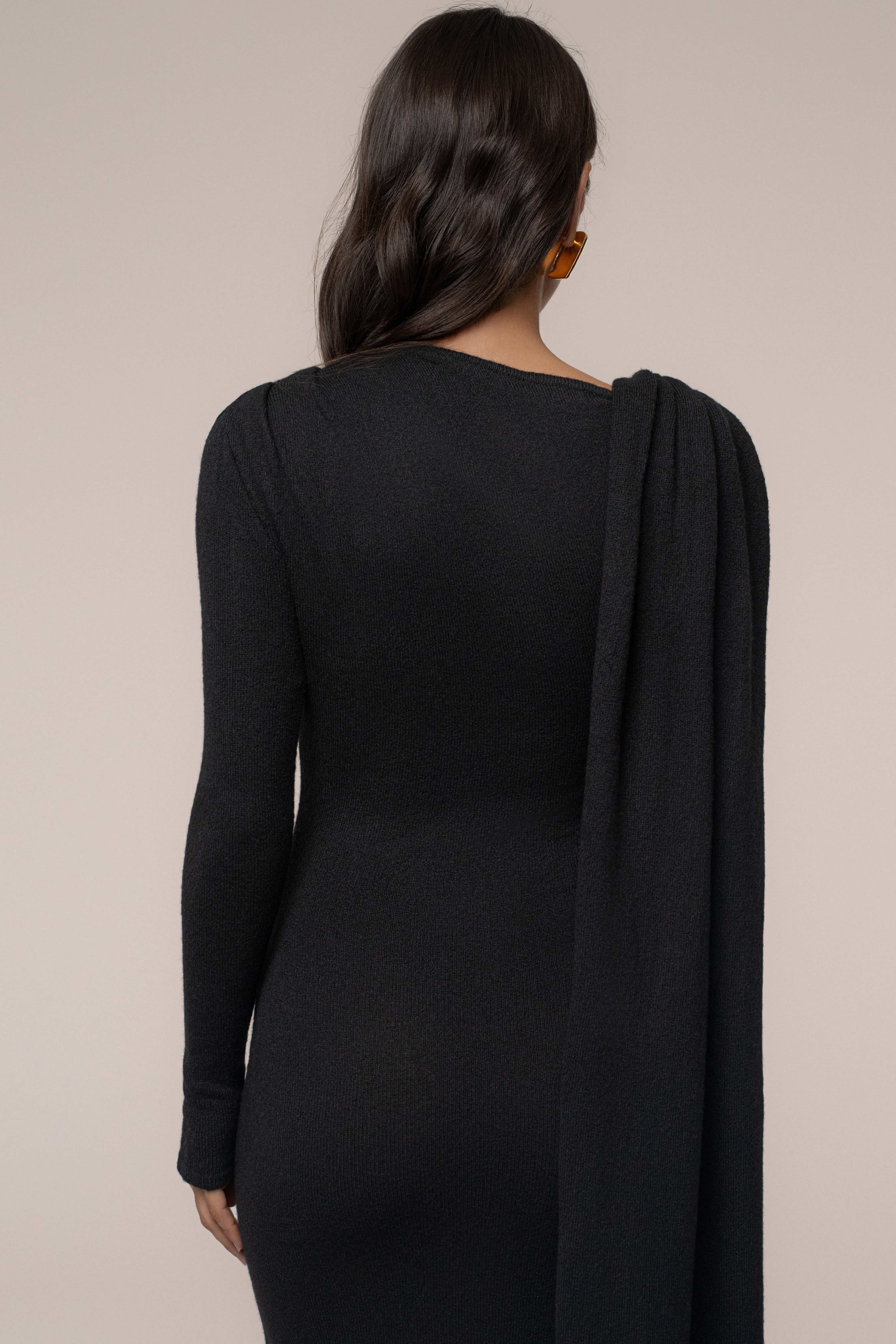 Black Aniza Drape Maxi Dress - JLUXLABEL