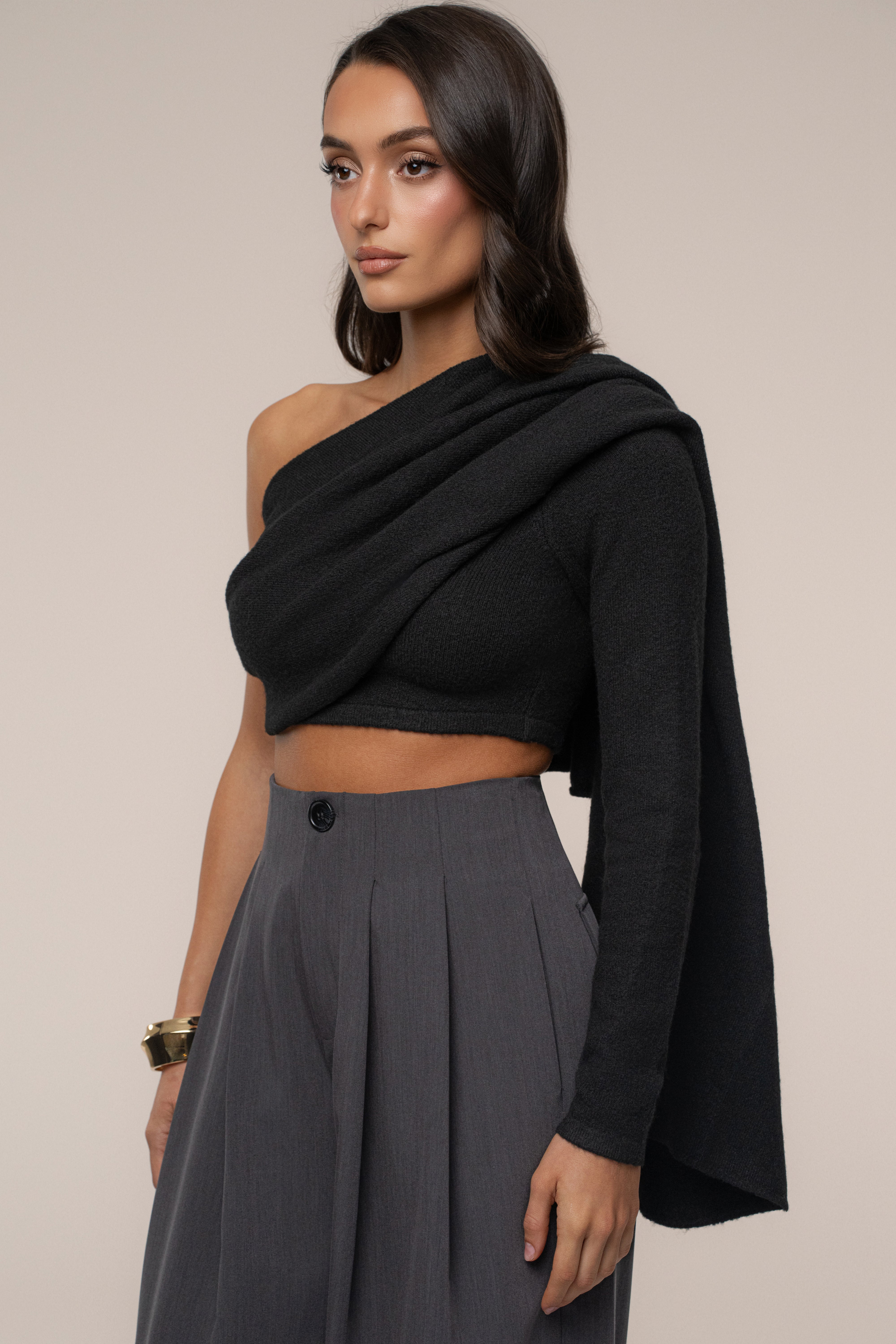 Black Capsule One Shoulder Top