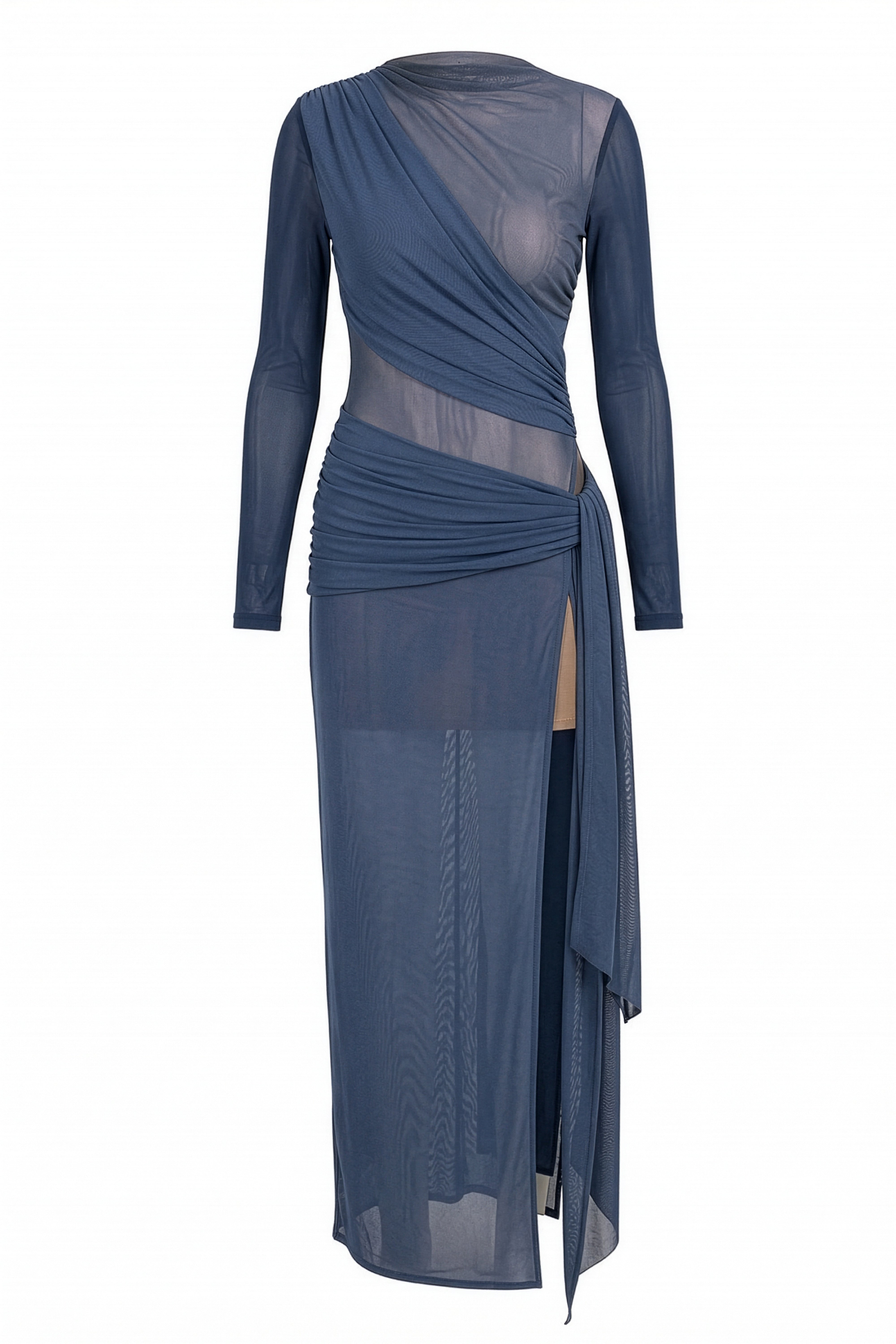 Navy Heatwave Mesh Maxi Dress - JLUXLABEL
