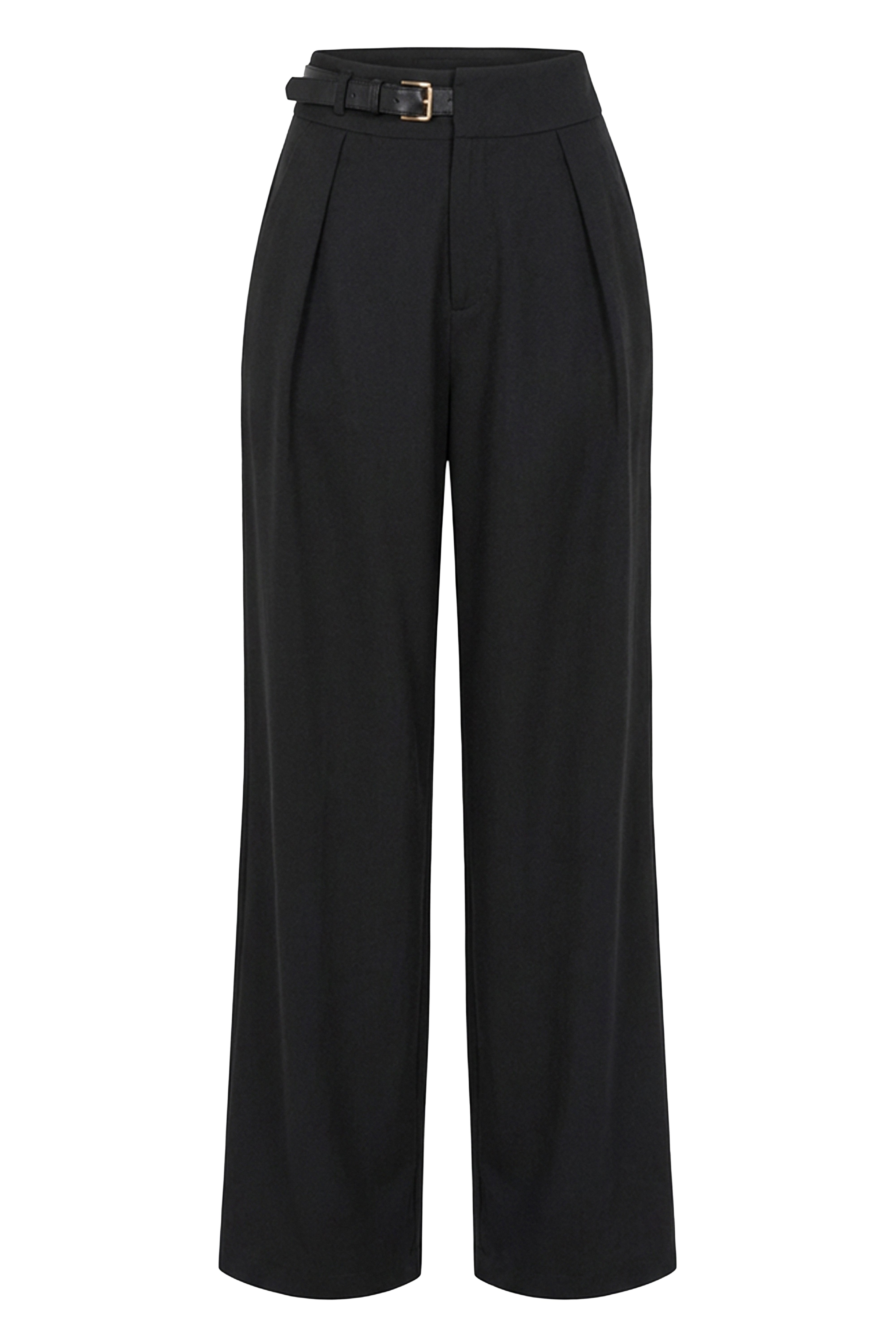 Black Everywhere Belted Trousers - JLUXLABEL