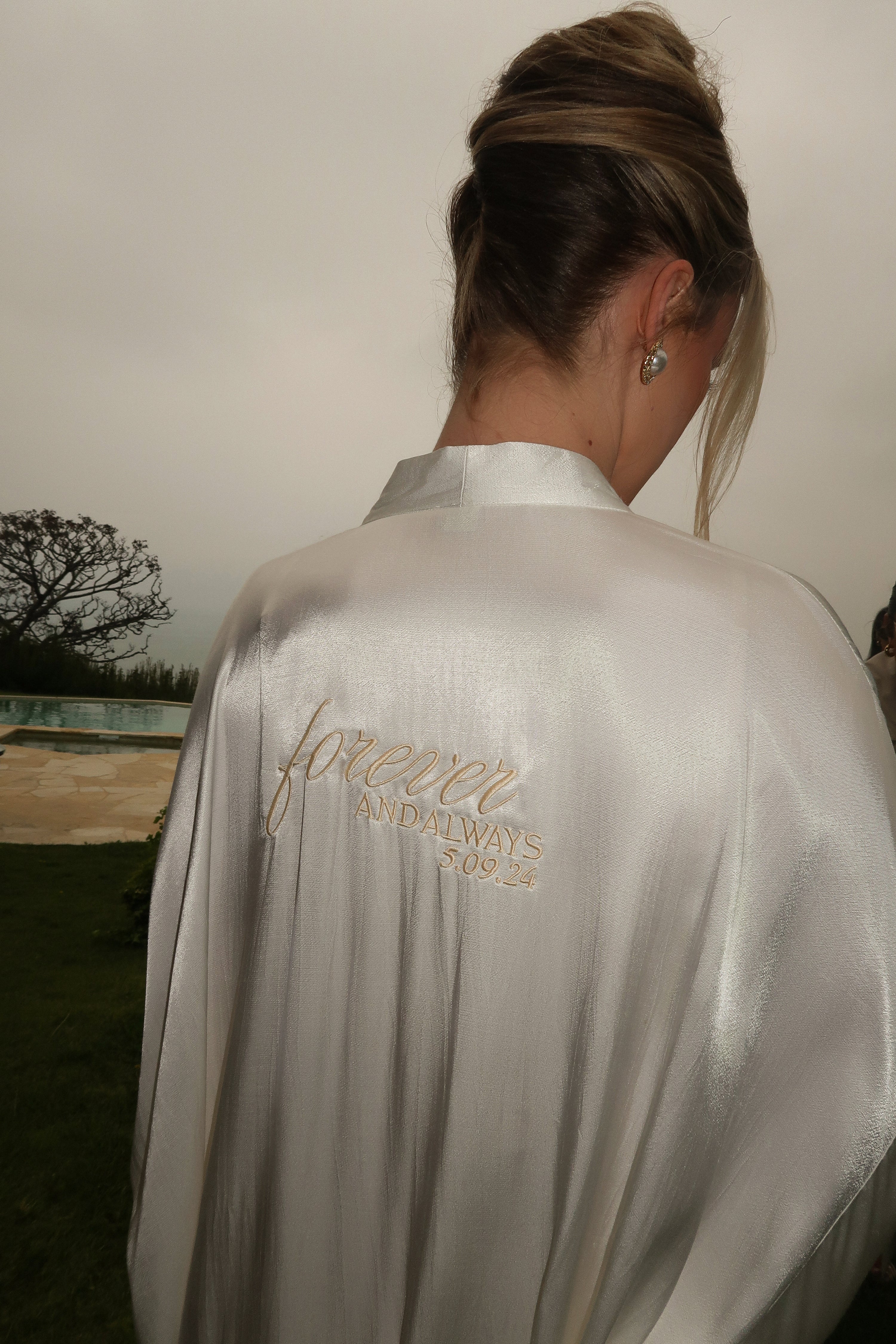 Champagne Forever And Always Satin Robe - JLUXLABEL