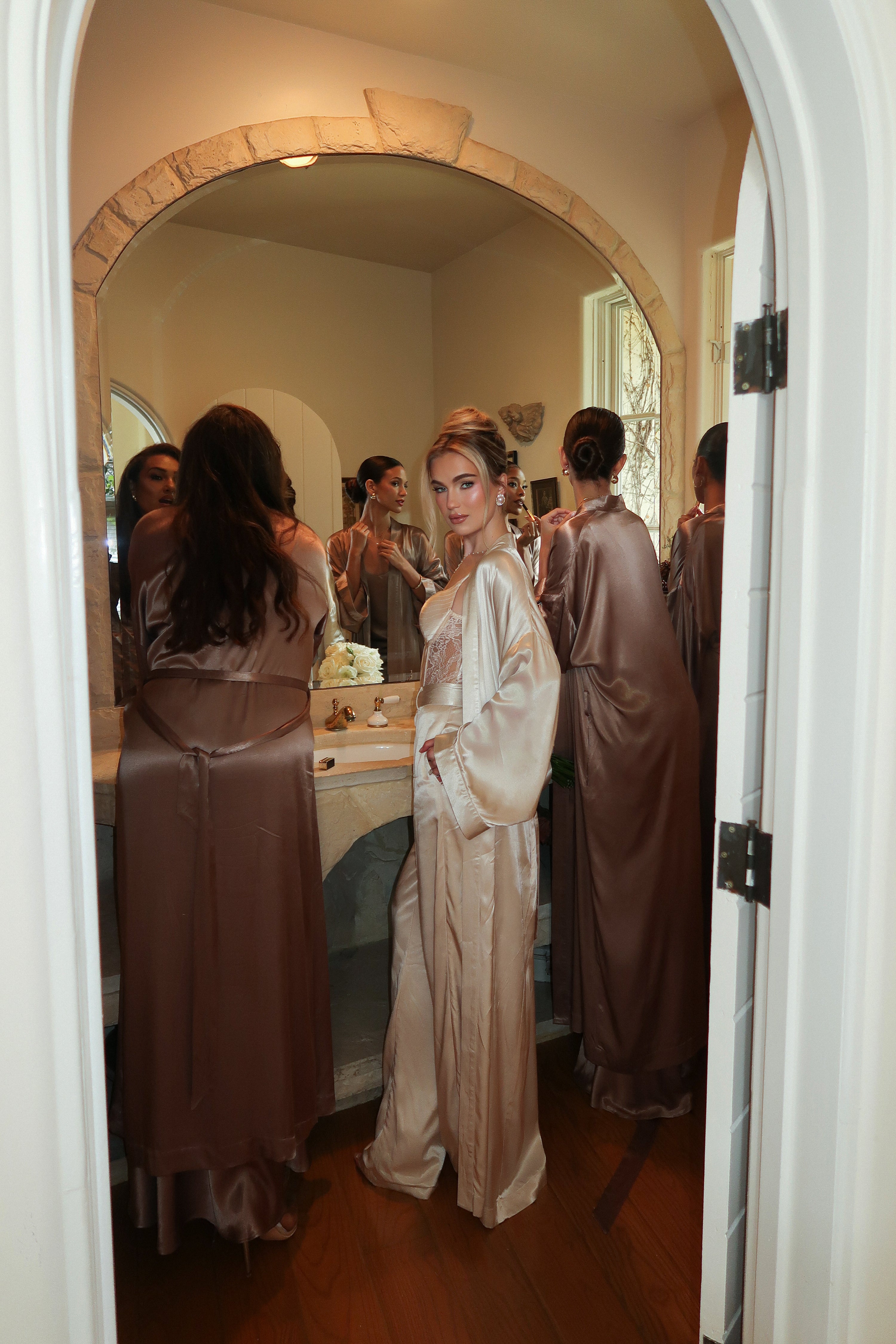 Champagne Forever And Always Satin Robe - JLUXLABEL