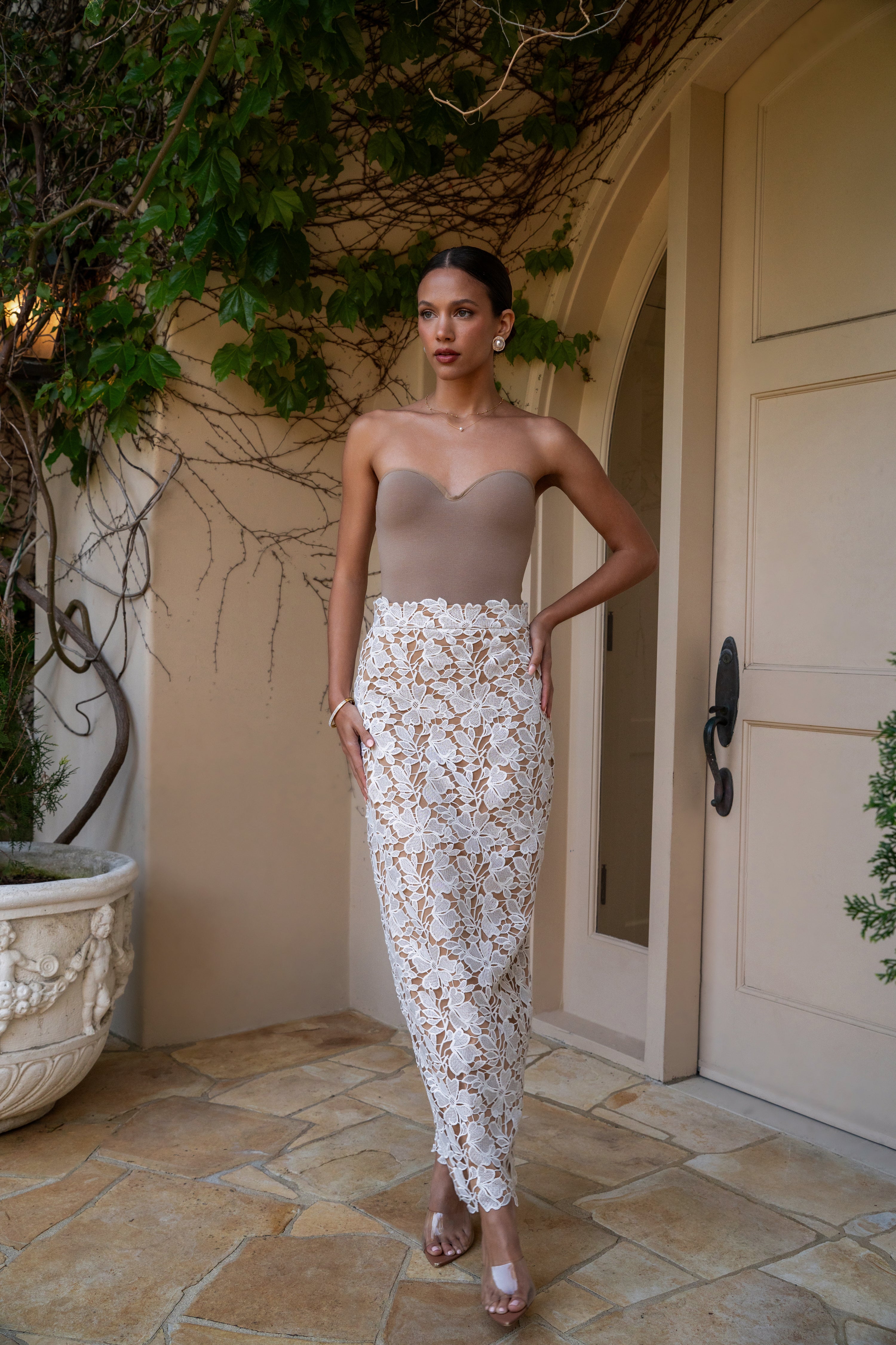 Ivory Lace Romance Maxi Skirt - JLUXLABEL