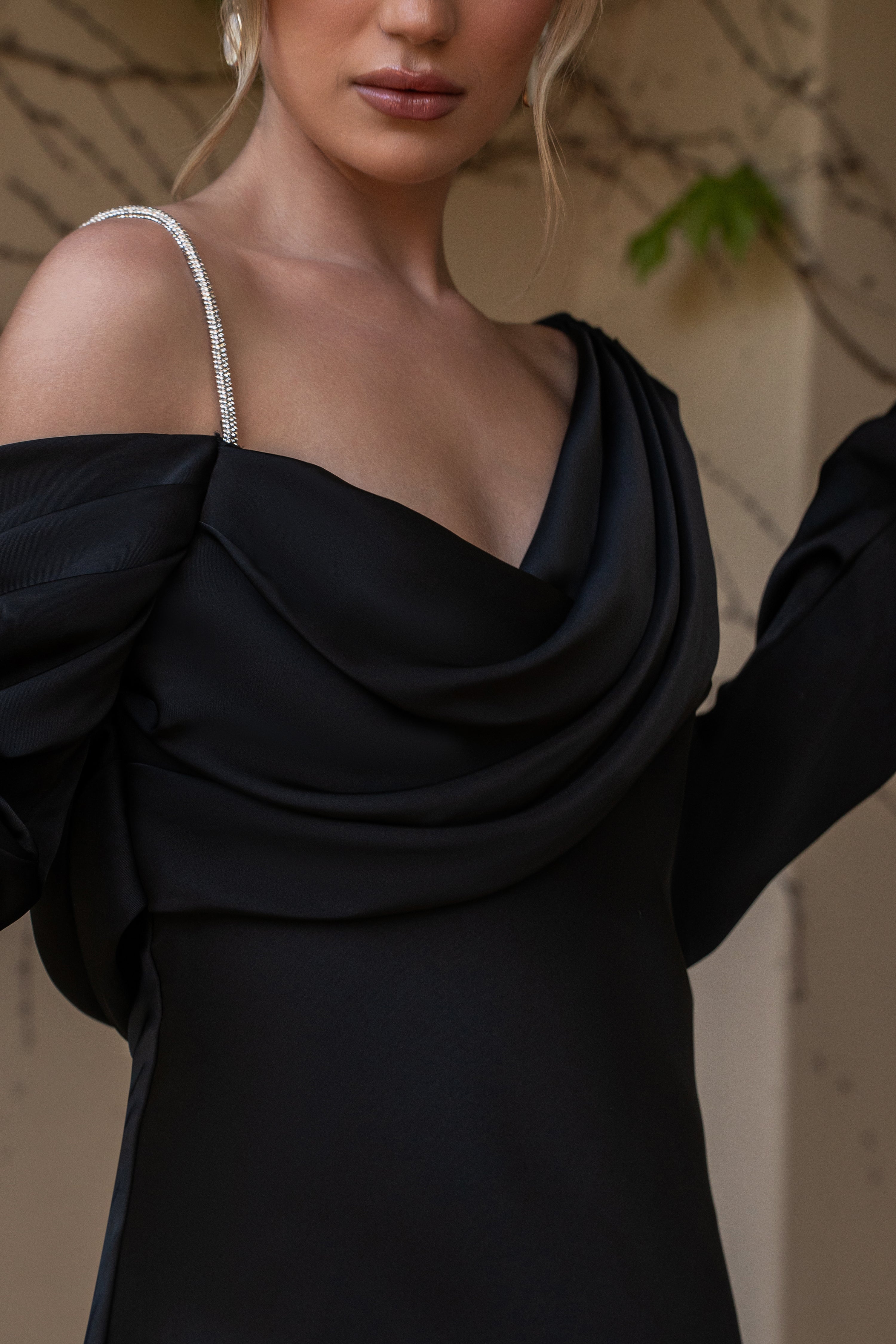 Black One And Only Satin Dress - JLUXLABEL