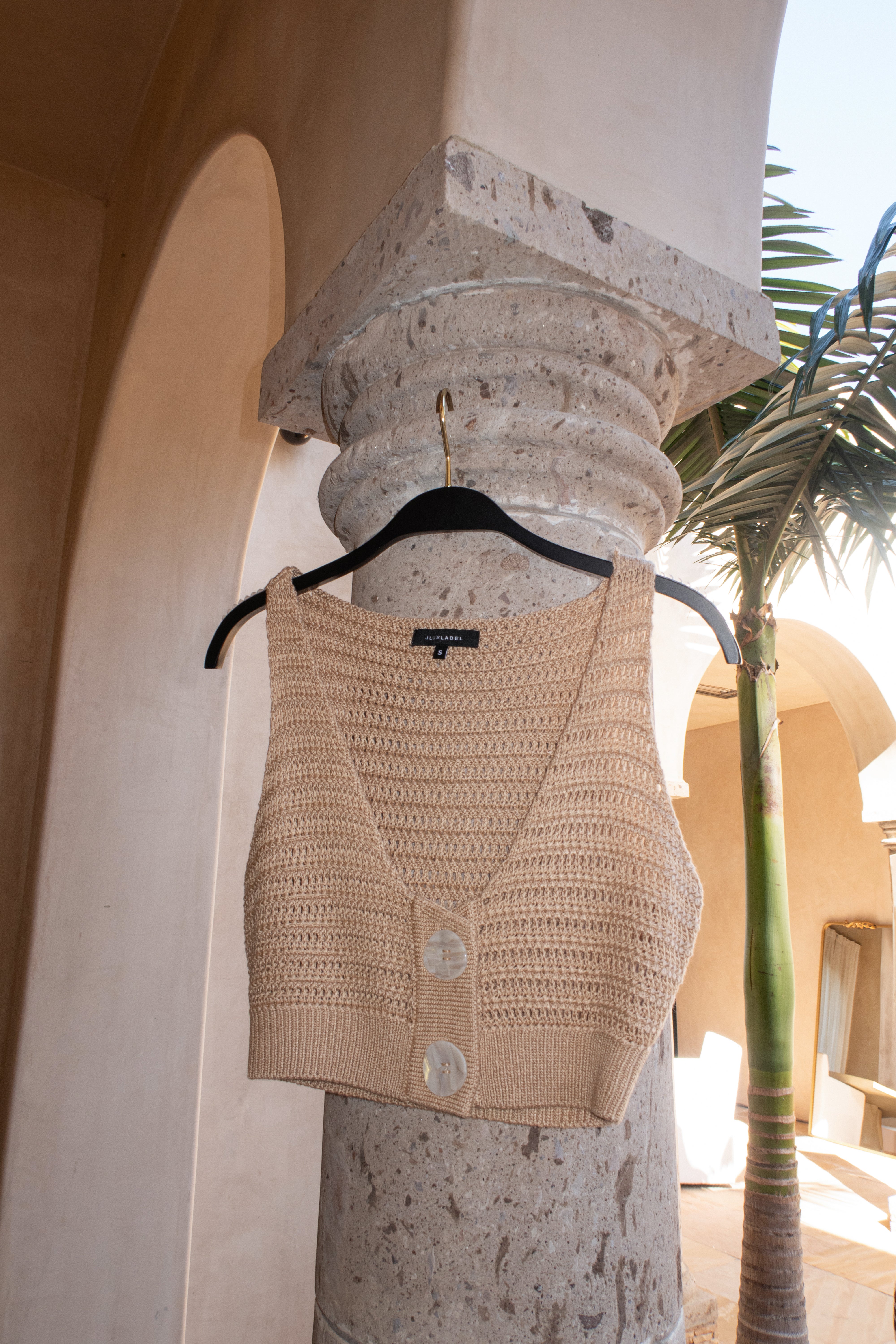 Beige Salmah Crochet Top - JLUXLABEL