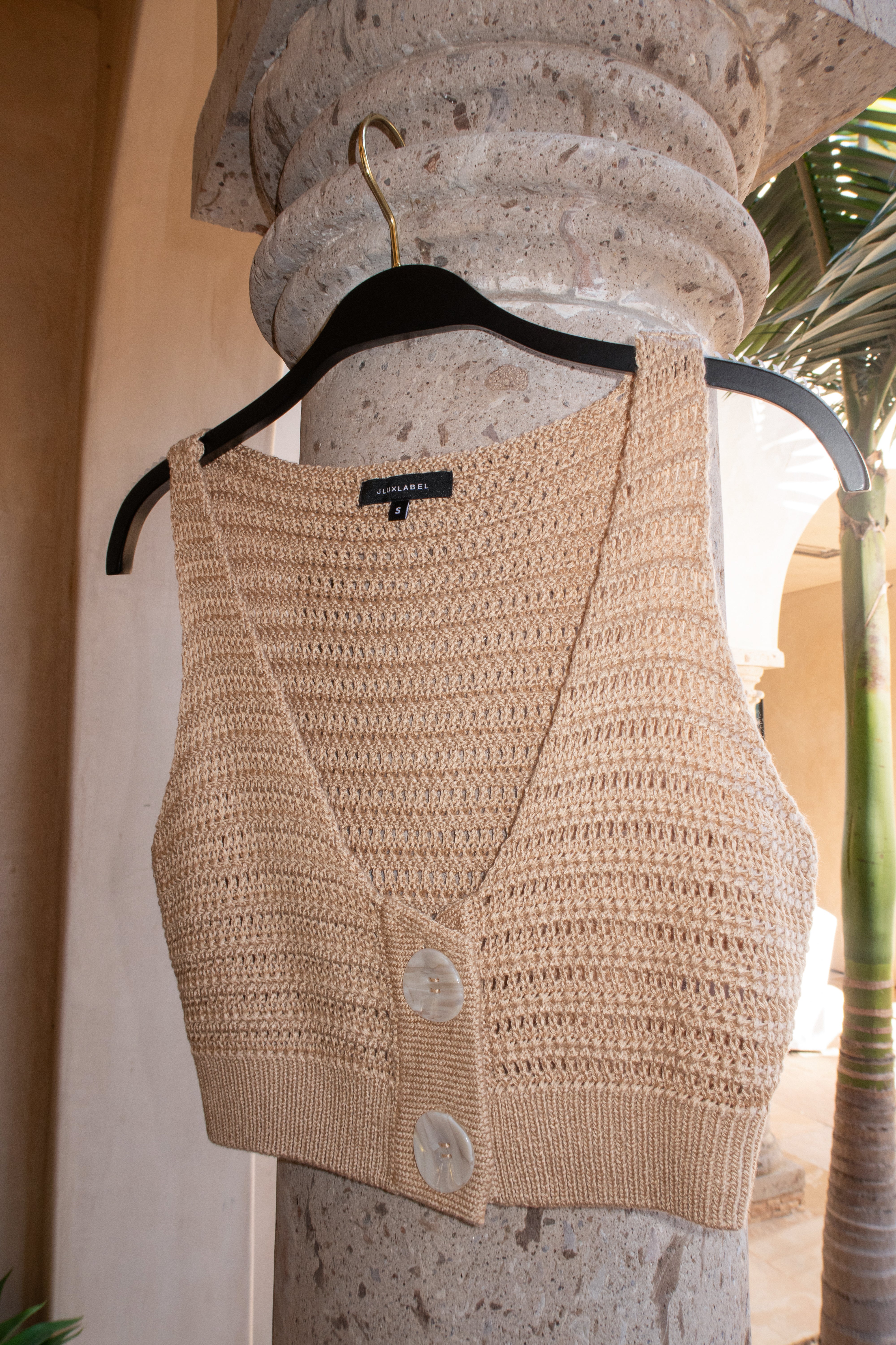 Beige Salmah Crochet Top - JLUXLABEL