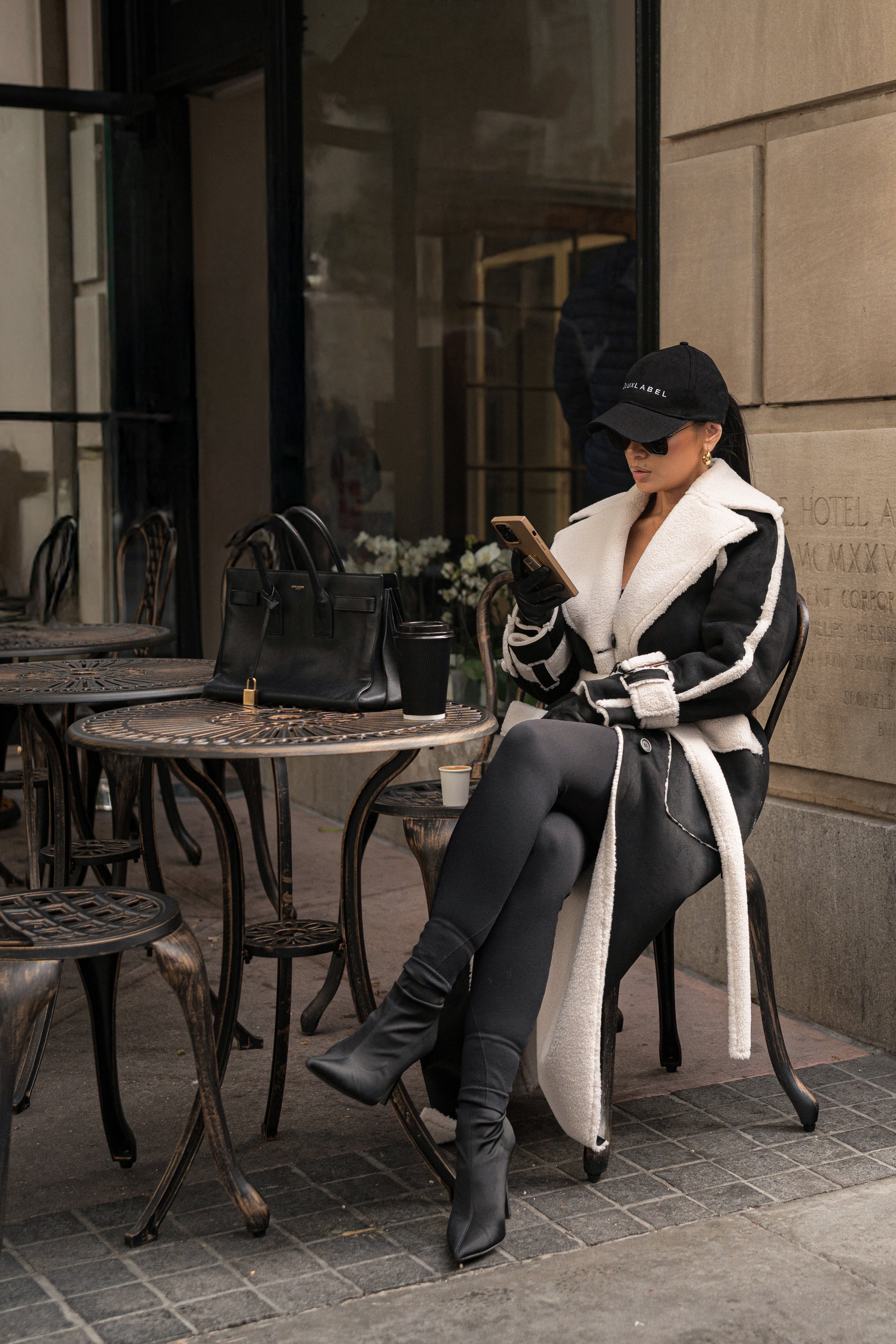 Black Suede And Sherpa Reversible Coat - JLUXLABEL