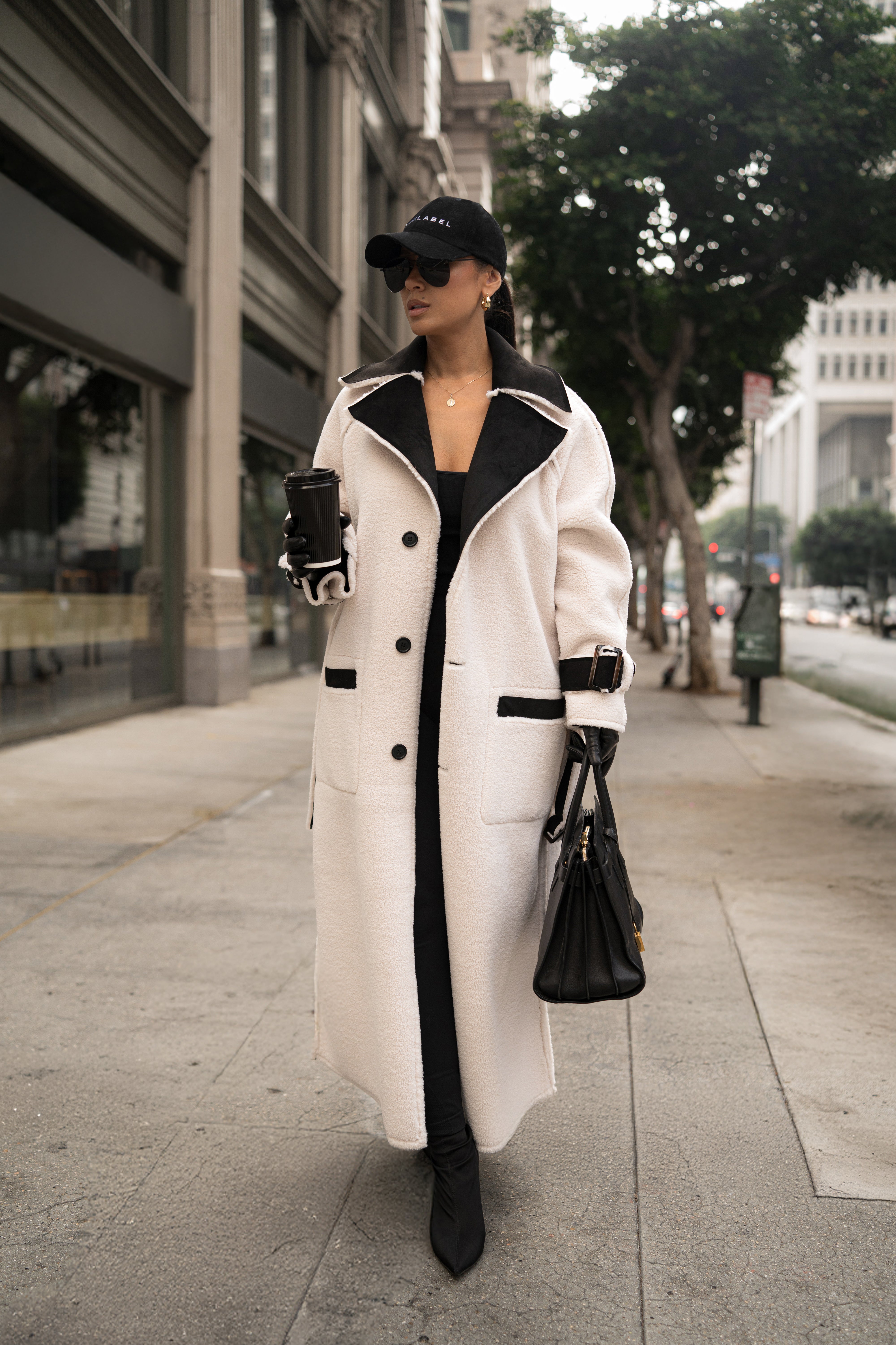 Black Suede And Sherpa Reversible Coat - JLUXLABEL