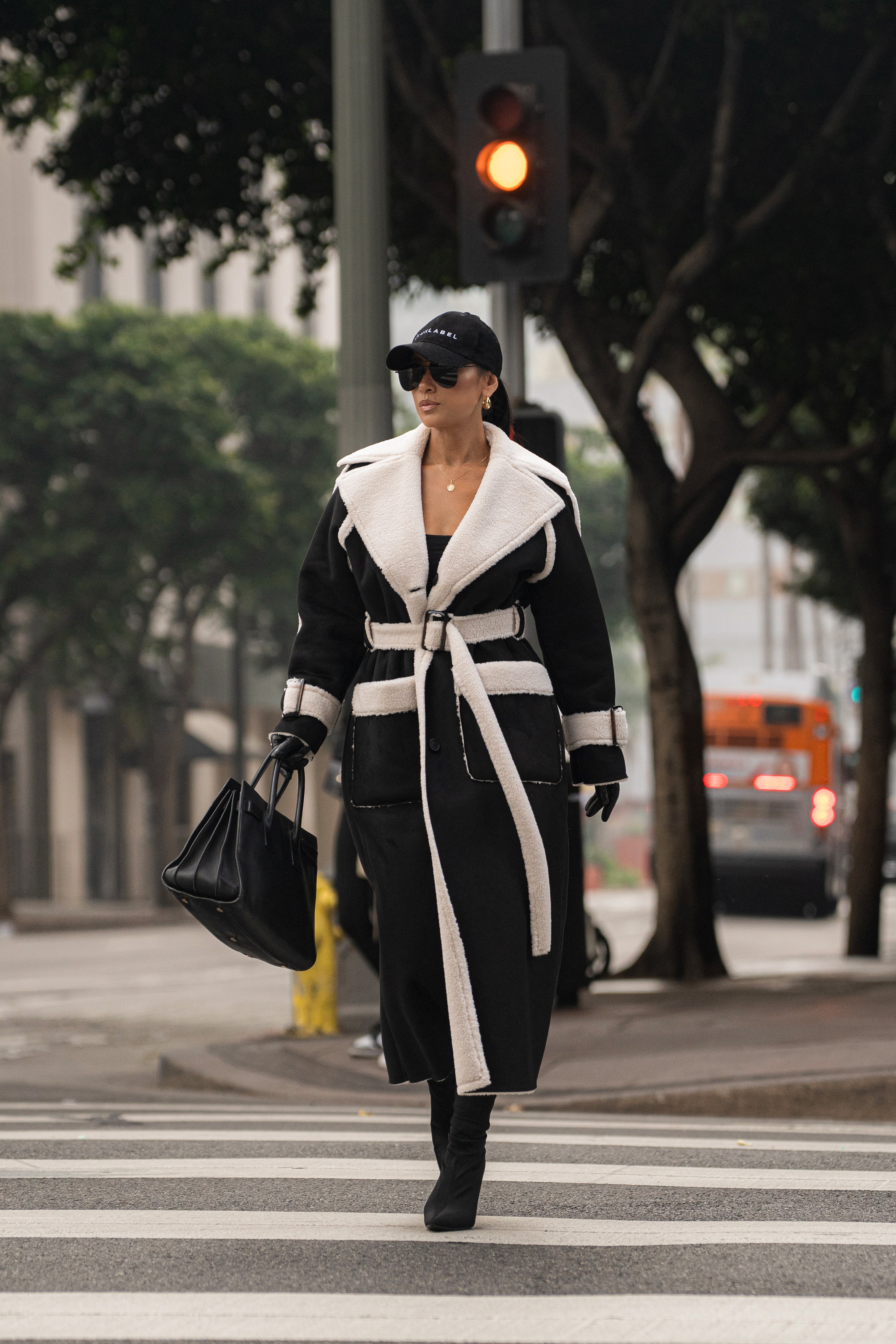 Black Suede And Sherpa Reversible Coat - JLUXLABEL