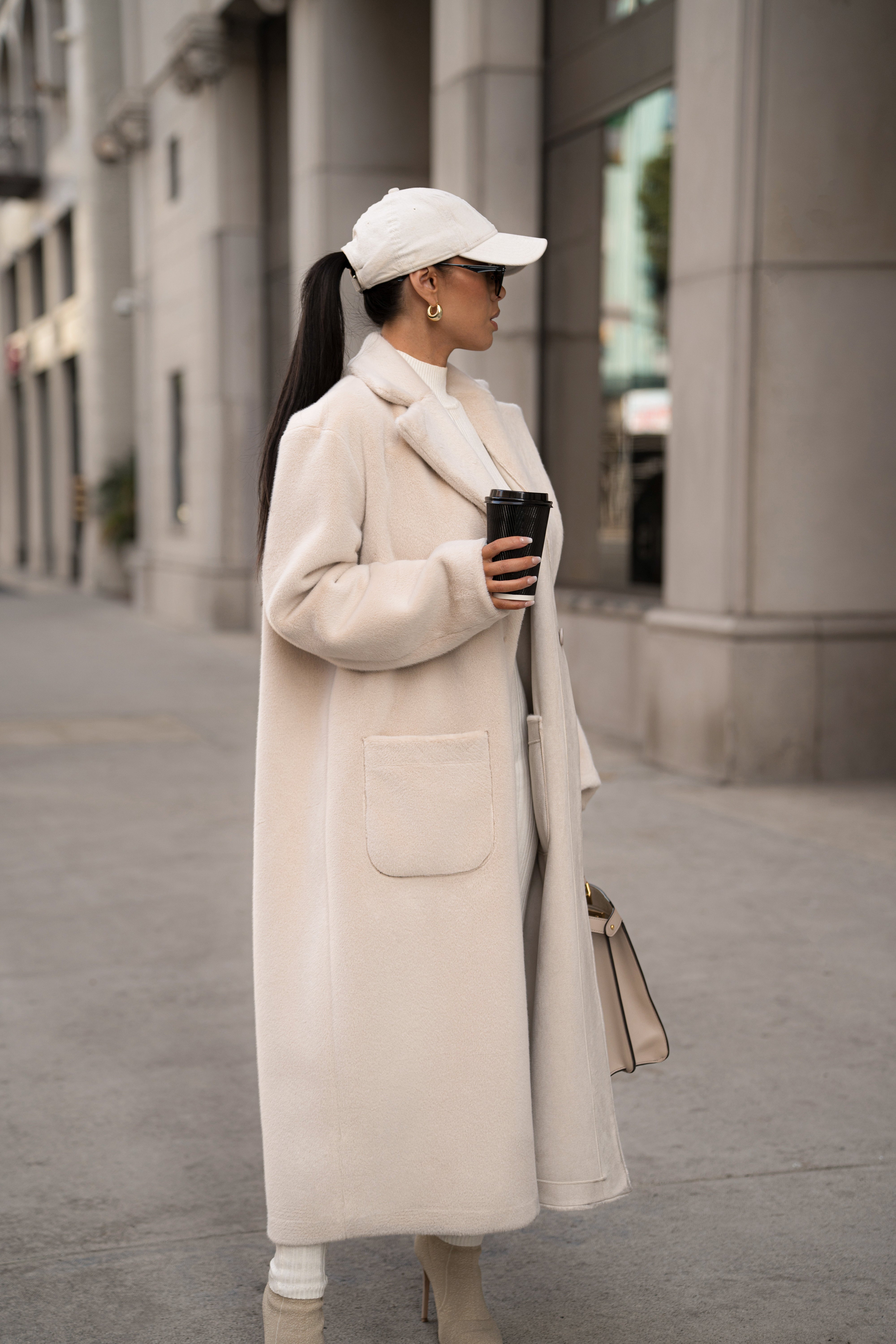 Beige Thelma Reversible Suede Coat - JLUXLABEL