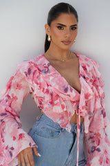 Pink Floral Yvanna Ruffle Top