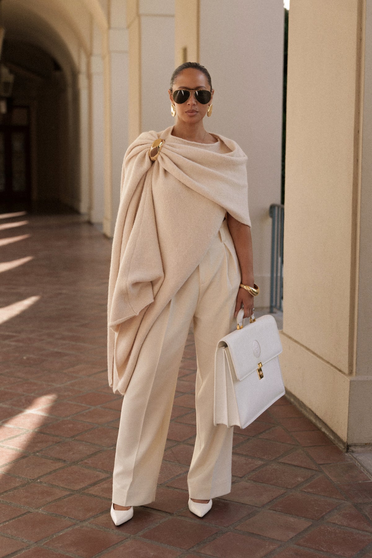 Ivory Radiance Knit Shawl