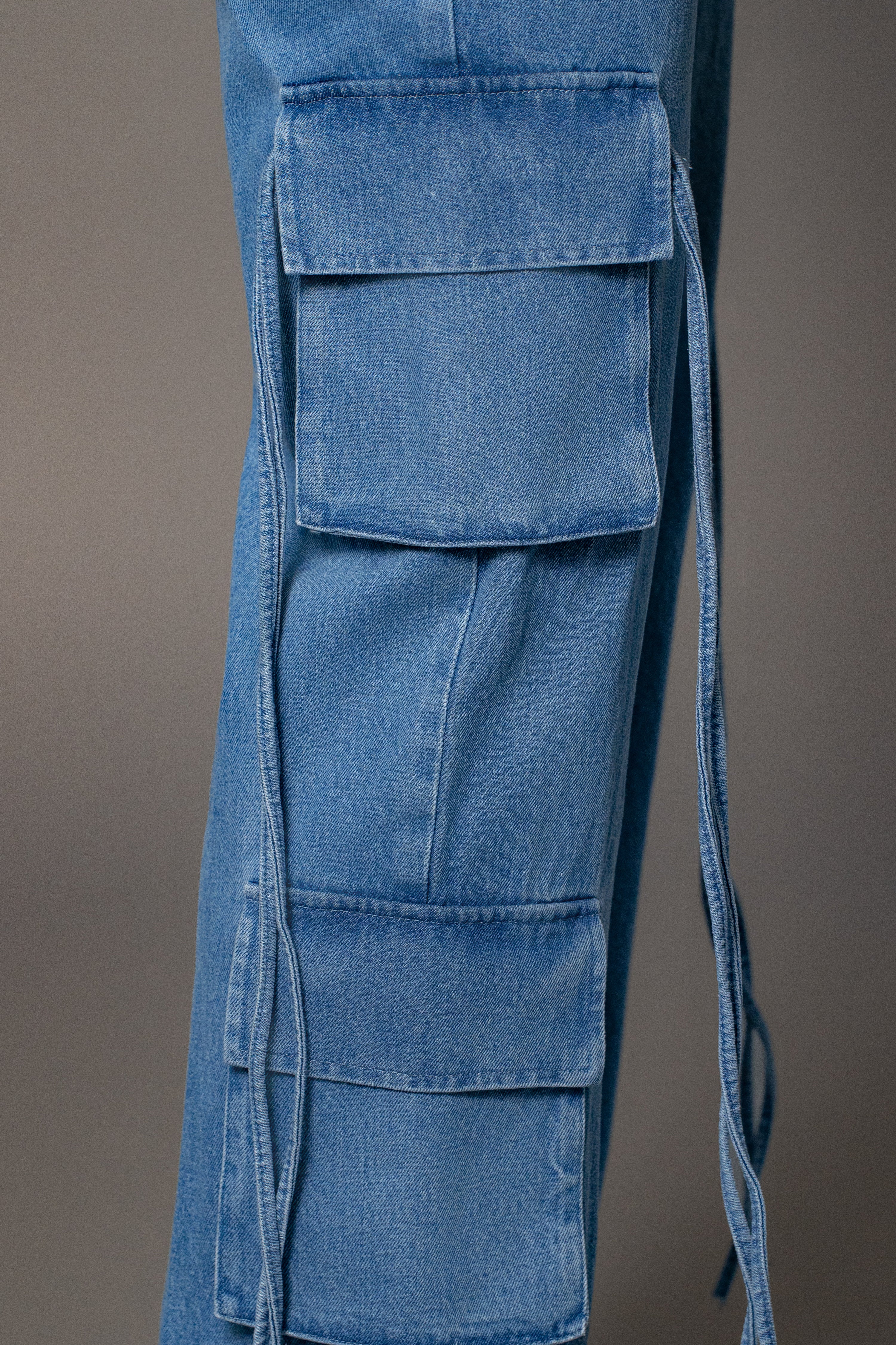 Medium Wash Jacinda Denim Utility Pants - JLUXLABEL